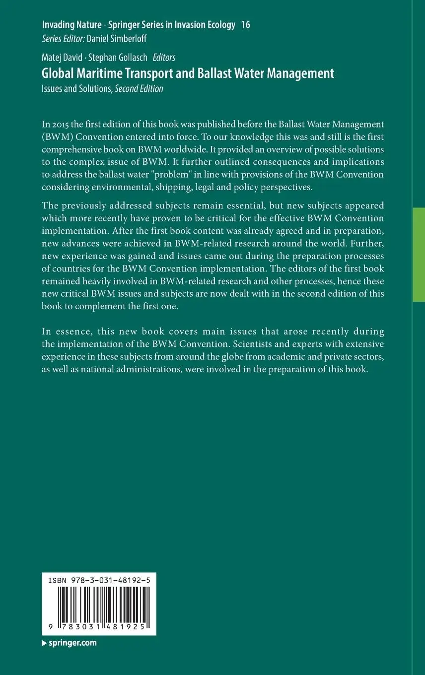 Rückseite: 9783031481925 | Global Maritime Transport and Ballast Water Management | Buch | xii