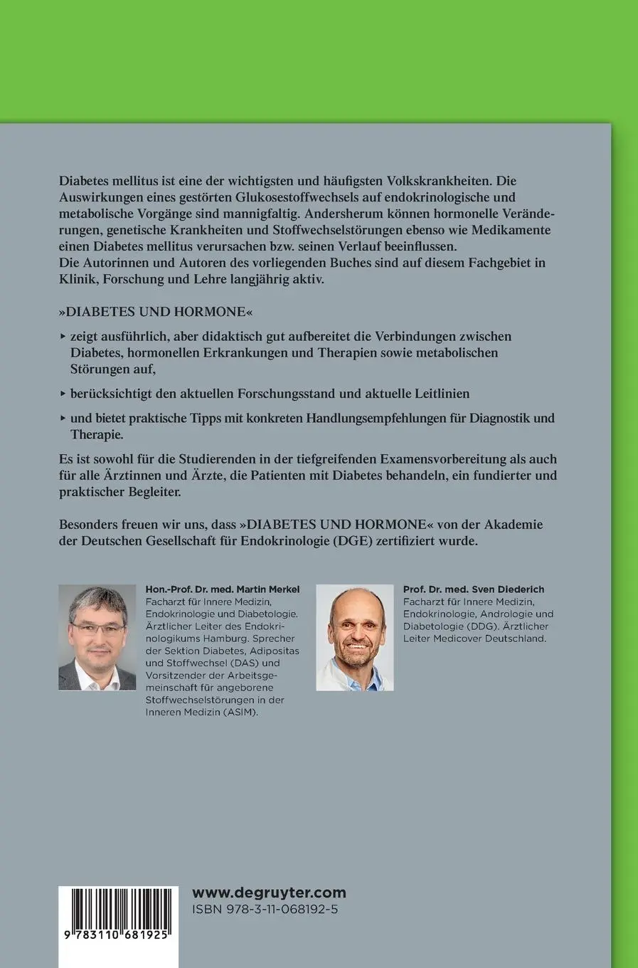 Rückseite: 9783110681925 | Diabetes, Stoffwechsel und hormonelle Störungen | Diederich (u. a.)