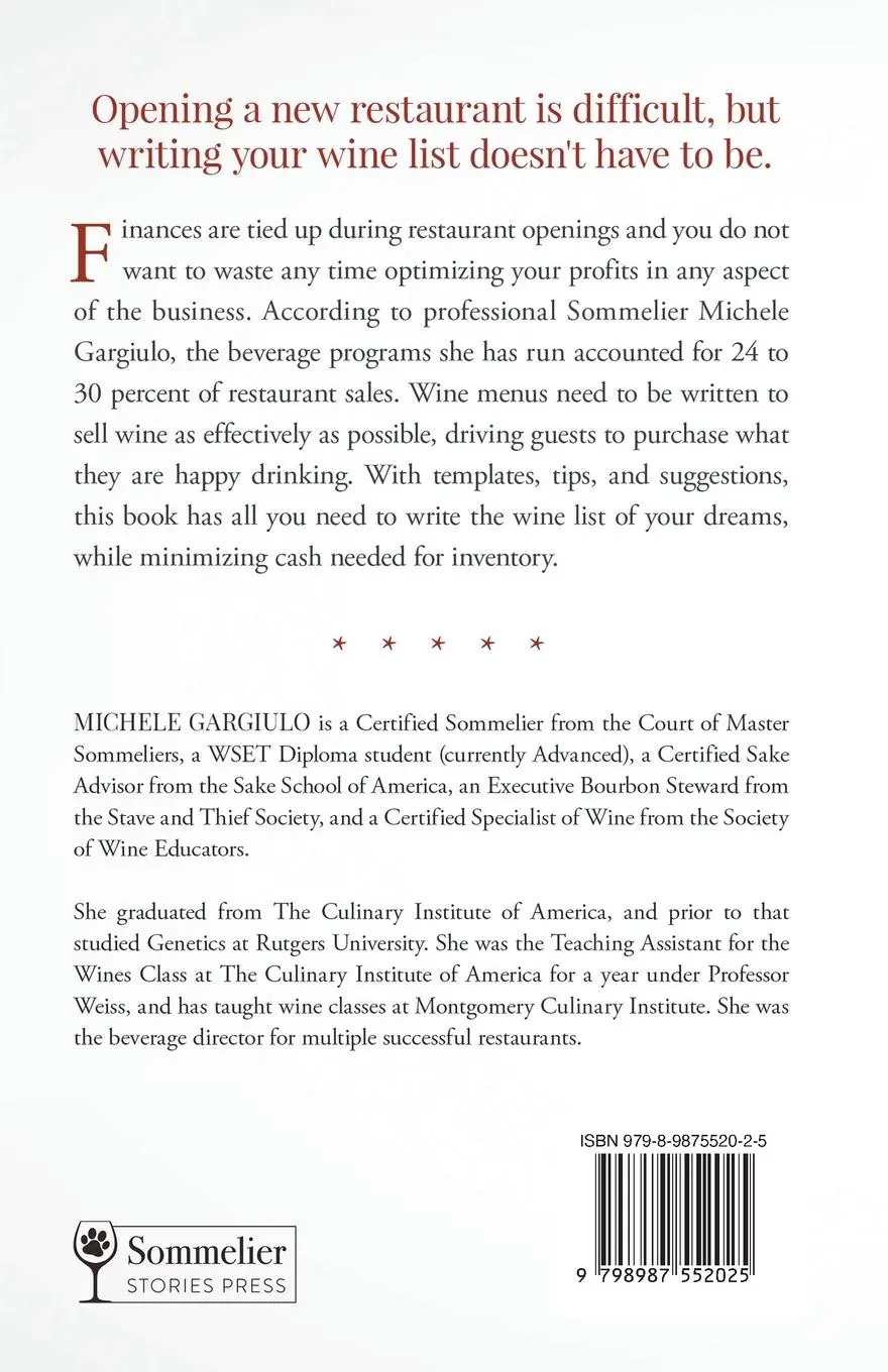 Rückseite: 9798987552025 | How to Build a Wine List | Michele Gargiulo | Taschenbuch | Englisch