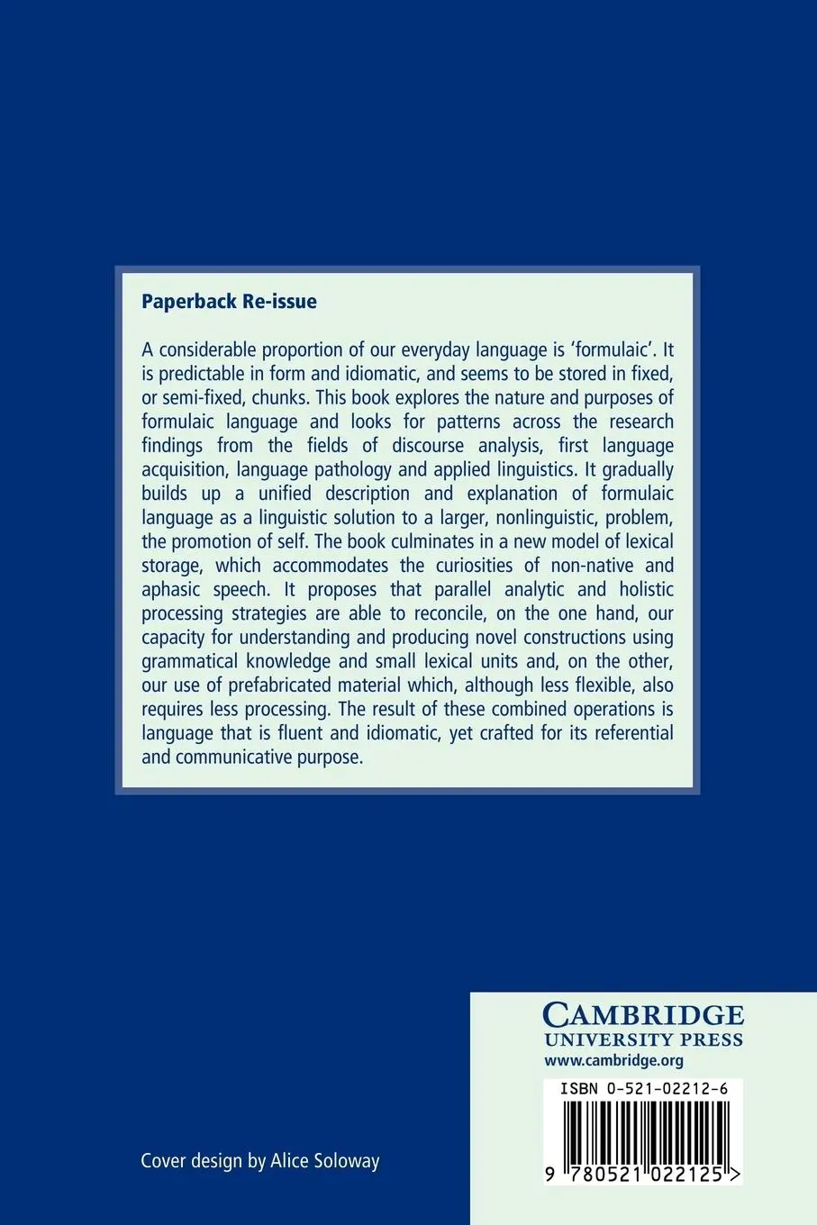 Rückseite: 9780521022125 | Formulaic Language and the Lexicon | Alison Wray (u. a.) | Taschenbuch