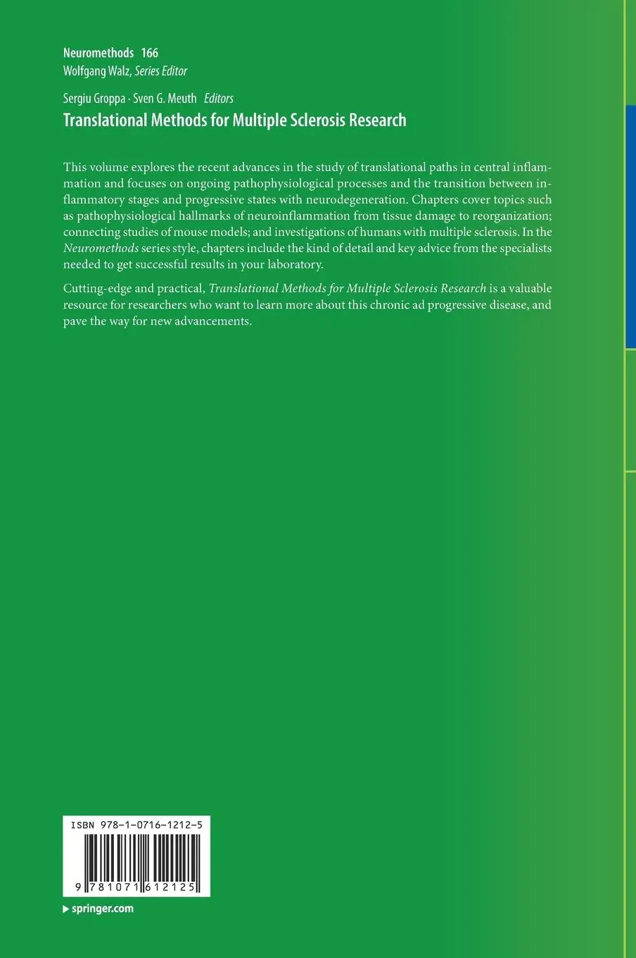 Rückseite: 9781071612125 | Translational Methods for Multiple Sclerosis Research | Meuth (u. a.)