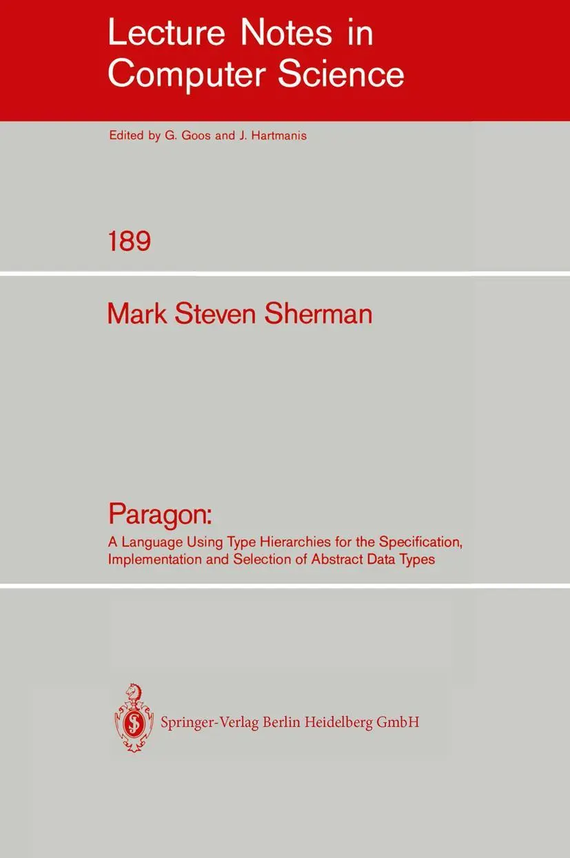 Cover: 9783540152125 | Paragon | Mark S. Sherman | Taschenbuch | xvi | Englisch | 1985