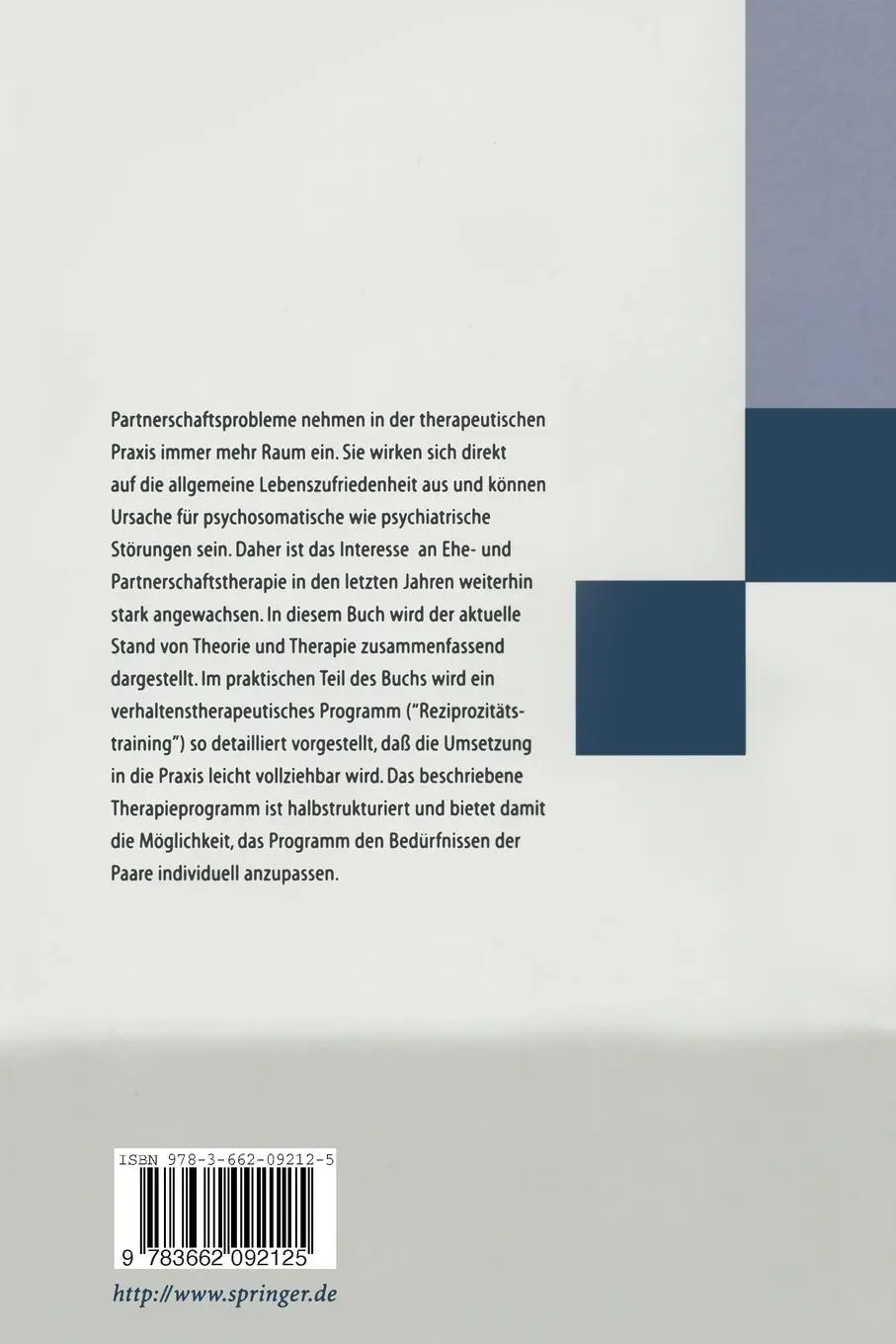 Rückseite: 9783662092125 | Partnerschaftsprobleme: Diagnose und Therapie | Therapiemanual | Buch