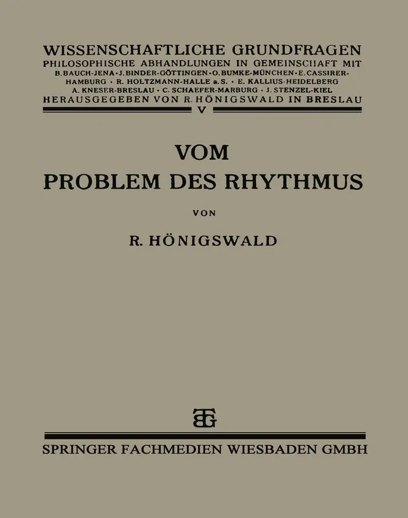Cover: 9783663152125 | Vom Problem des Rhythmus | Richard Hönigswald | Taschenbuch | viii