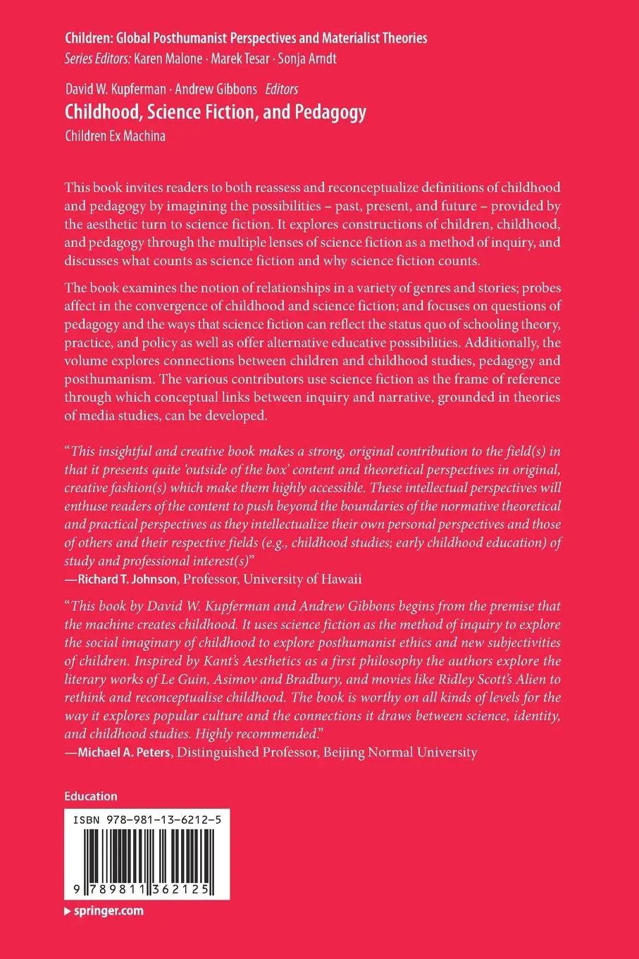 Rückseite: 9789811362125 | Childhood, Science Fiction, and Pedagogy | Children Ex Machina | Buch