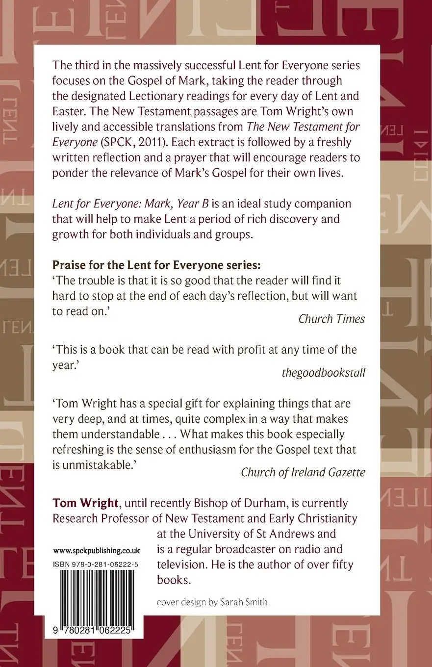 Rückseite: 9780281062225 | Lent for Everyone | Mark Year B | Tom Wright | Taschenbuch | Englisch