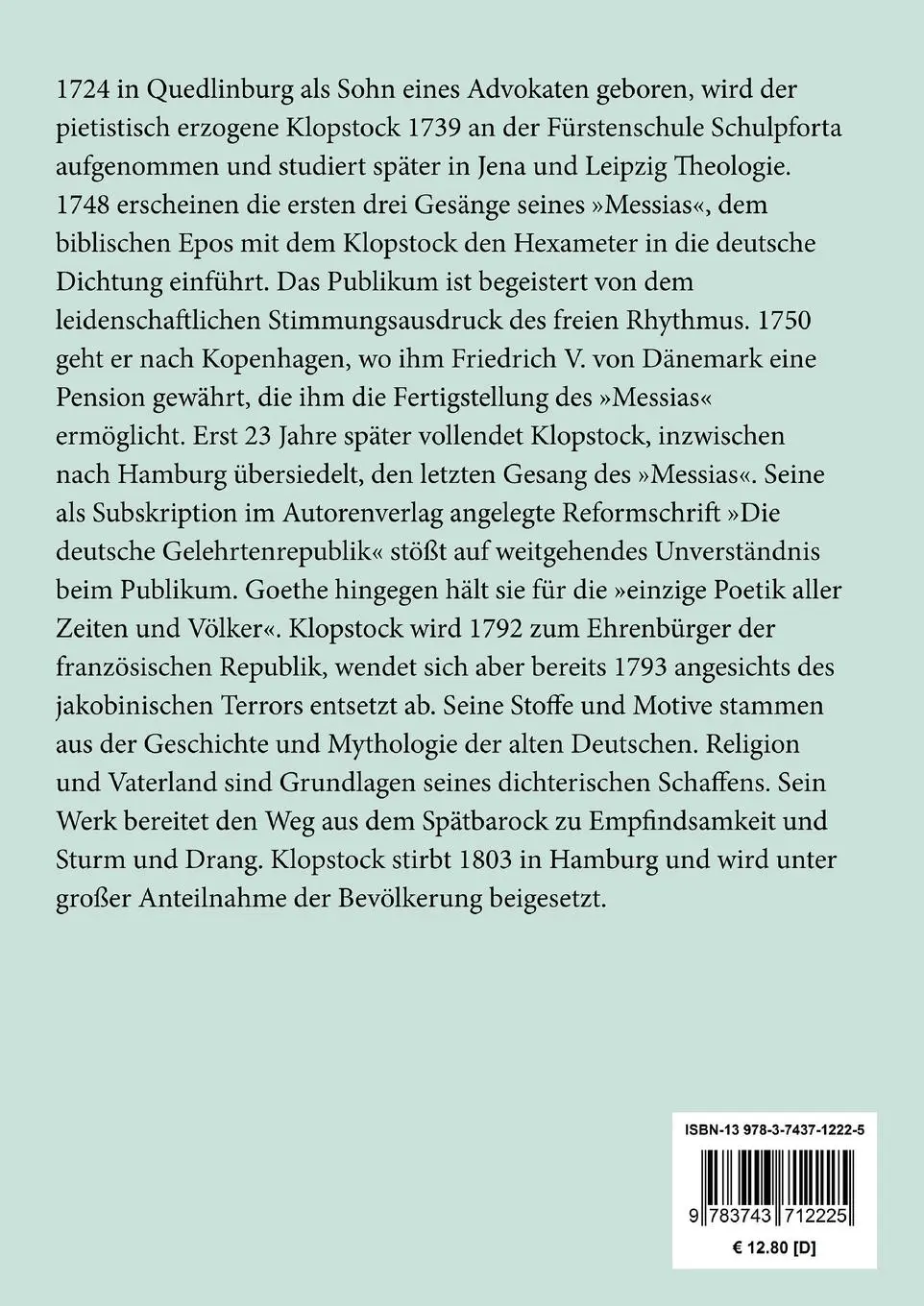 Rückseite: 9783743712225 | Der Messias | Friedrich Gottlieb Klopstock | Taschenbuch | 464 S.
