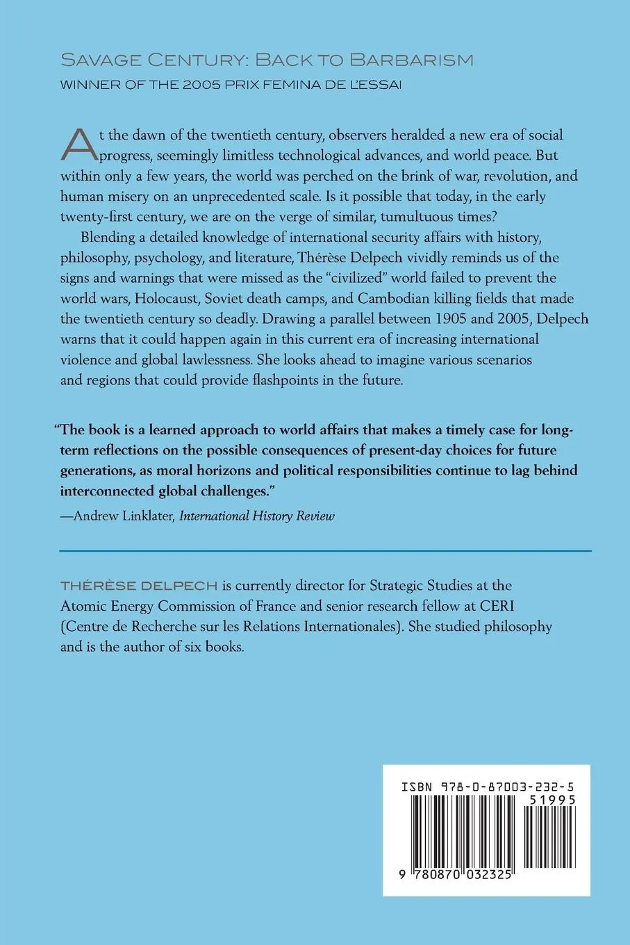 Rückseite: 9780870032325 | Savage Century | Back to Barbarism | Therese Delpech | Taschenbuch