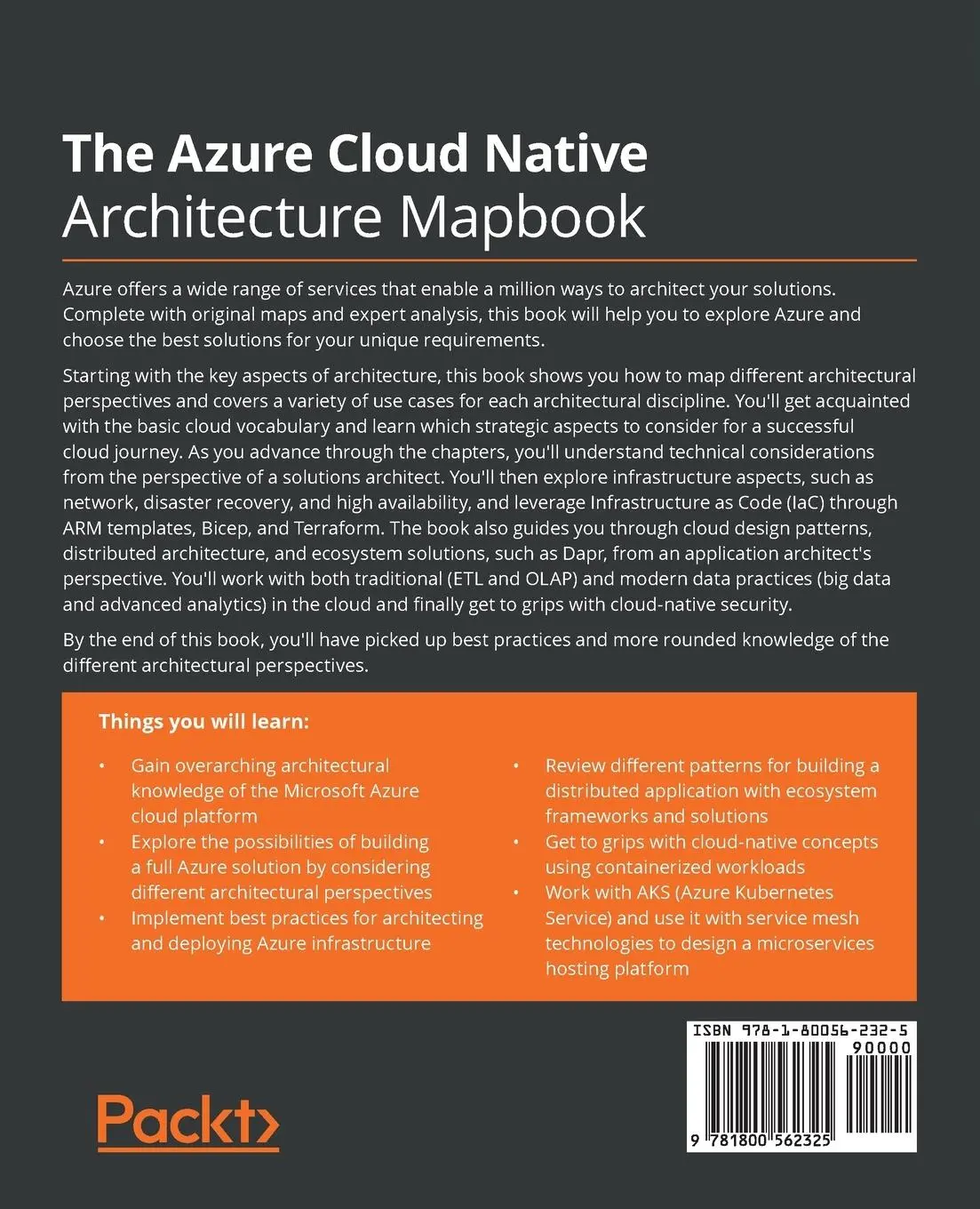 Rückseite: 9781800562325 | The Azure Cloud Native Architecture Mapbook | Stephane Eyskens (u. a.)