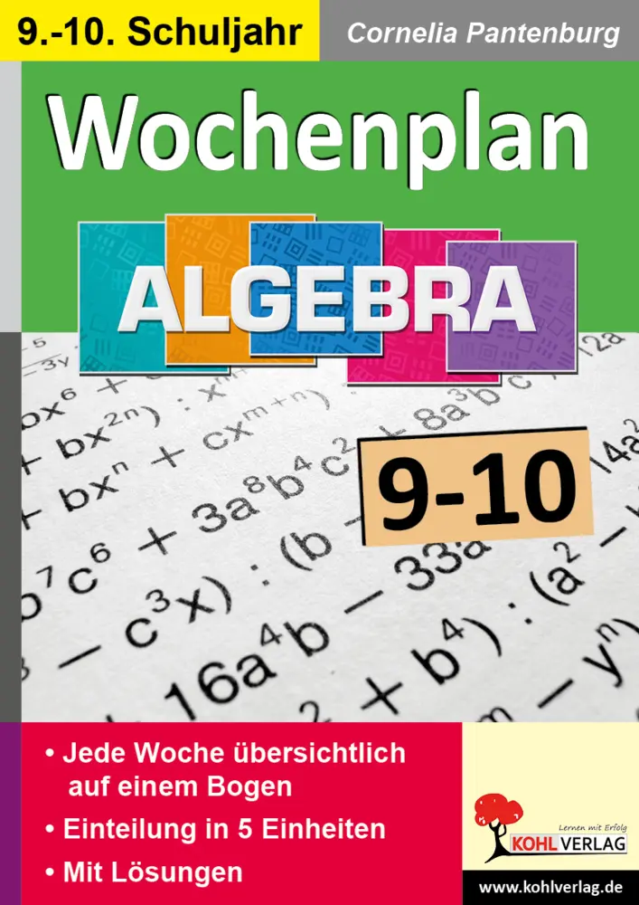 Cover: 9783966242325 | Wochenplan Algebra / Klasse 9-10 | Cornelia Pantenburg | Taschenbuch
