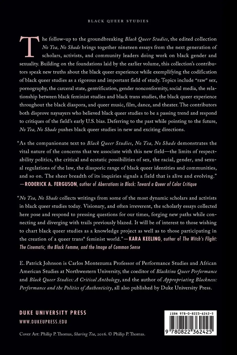 Rückseite: 9780822362425 | No Tea, No Shade | New Writings in Black Queer Studies | Johnson