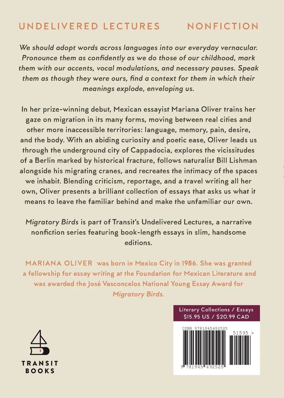 Rückseite: 9781945492525 | Migratory Birds | Mariana Oliver | Taschenbuch | Englisch | 2021