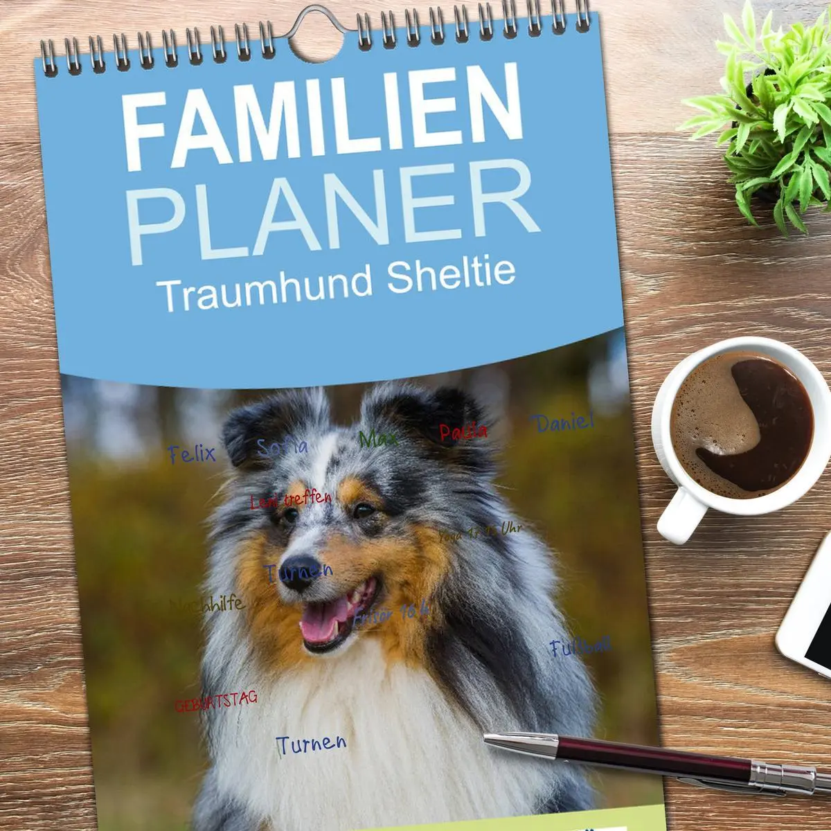 Bild: 9783516522525 | Familienplaner 2026 - Traumhund Sheltie mit 5 Spalten...