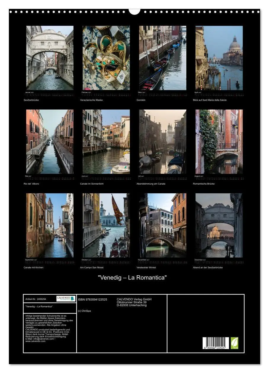 Bild: 9783594122525 | "Venedig - La Romantica" (Wandkalender 2027 DIN A2 hoch), CALVENDO...