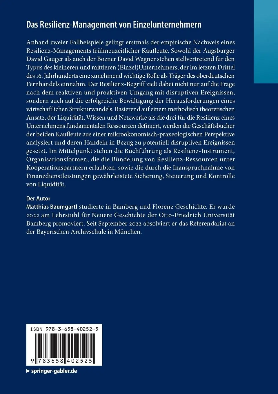 Rückseite: 9783658402525 | Das Resilienz-Management von Einzelunternehmern | Matthias Baumgartl