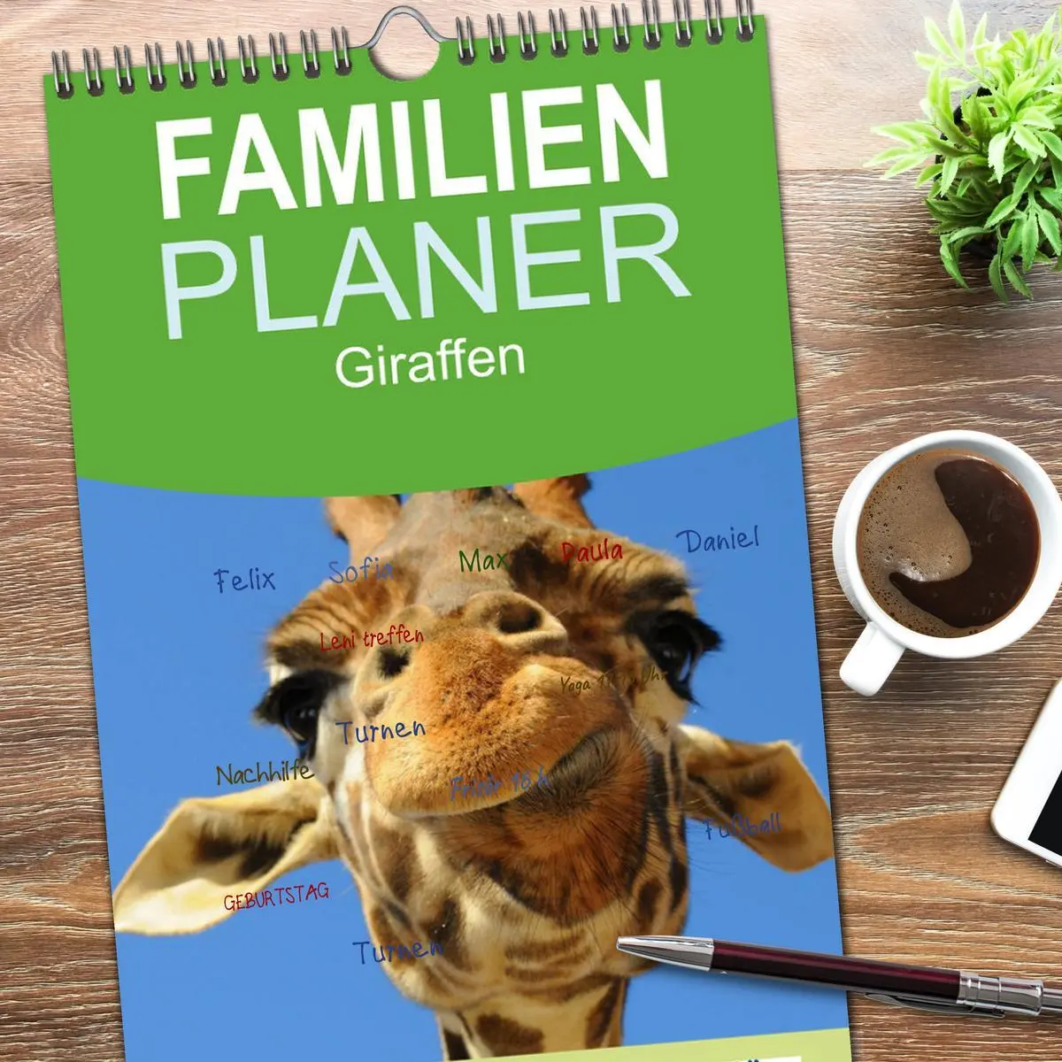 Bild: 9783516512625 | Familienplaner 2026 - Giraffen mit 5 Spalten (Wandkalender, 21 x 45...