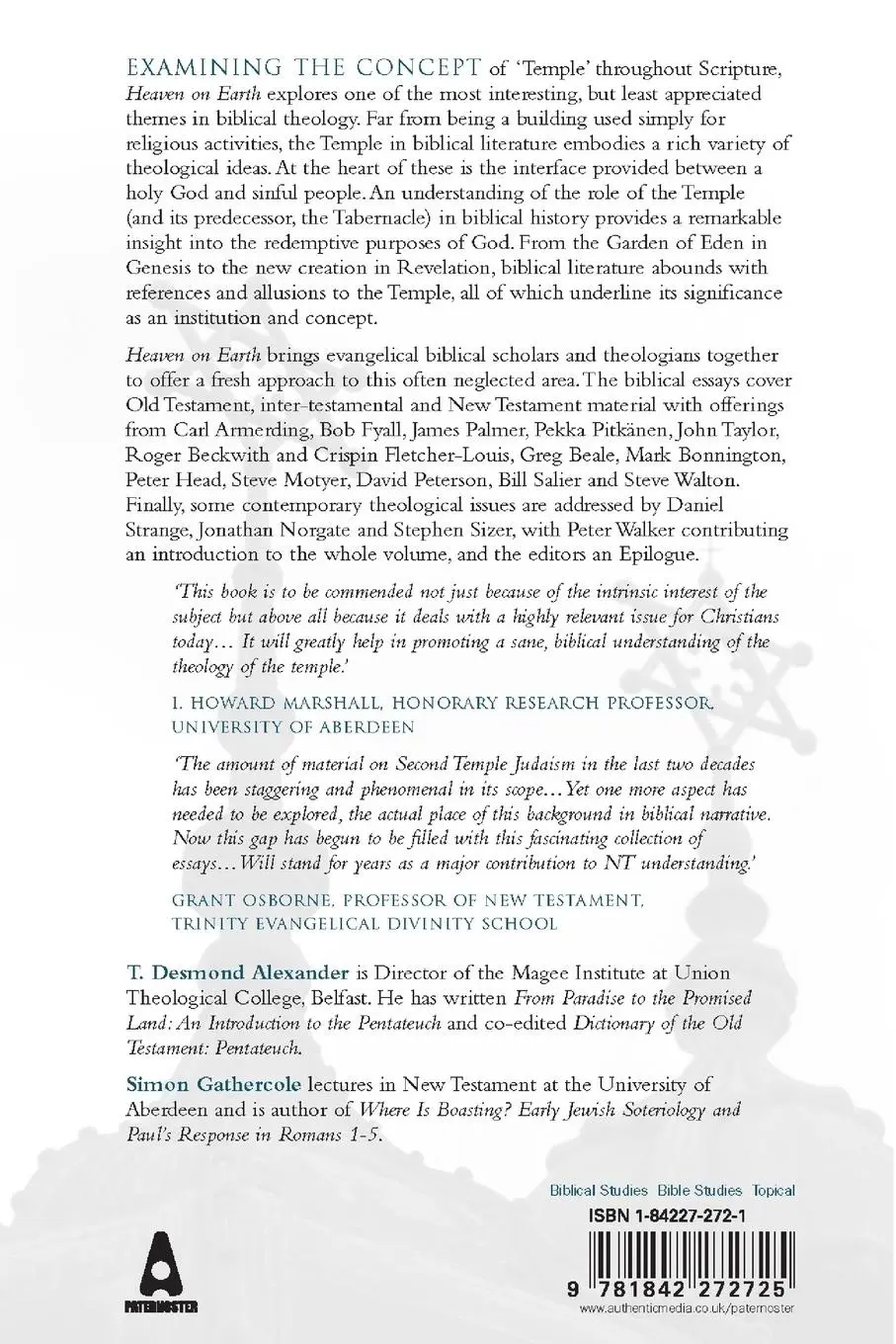Rückseite: 9781842272725 | Heaven on Earth | The Temple in Biblical Theology | Alexander (u. a.)