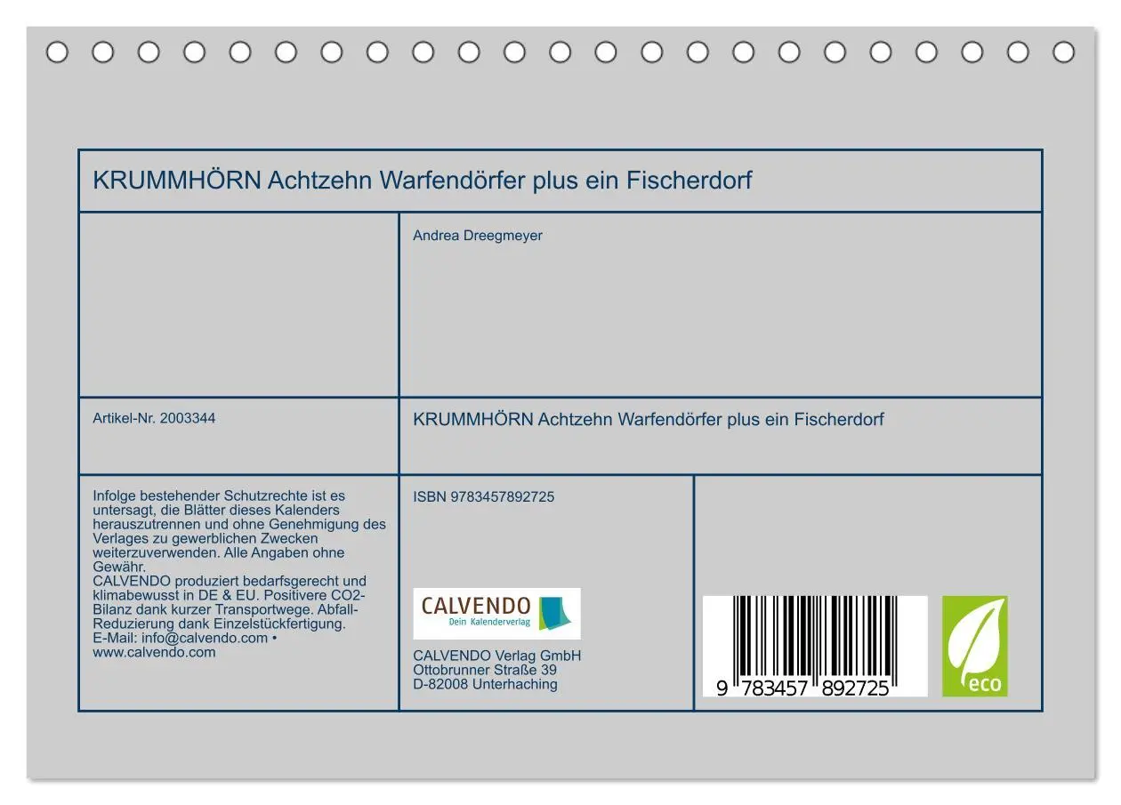 Bild: 9783457892725 | KRUMMHÖRN Achtzehn Warfendörfer plus ein Fischerdorf (Tischkalender...