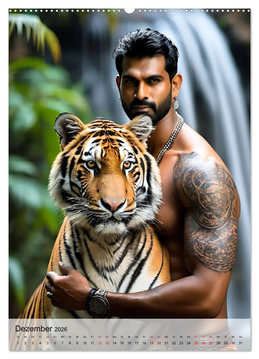 Bild: 9783516292725 | Verwegene Kerle - Muskeln, Tattoos und wilde Tiere (Wandkalender...