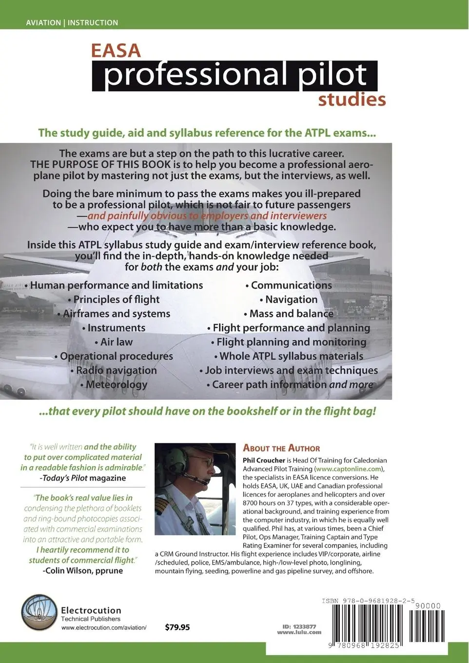 Rückseite: 9780968192825 | EASA Professional Pilot Studies BW | Phil Croucher | Taschenbuch