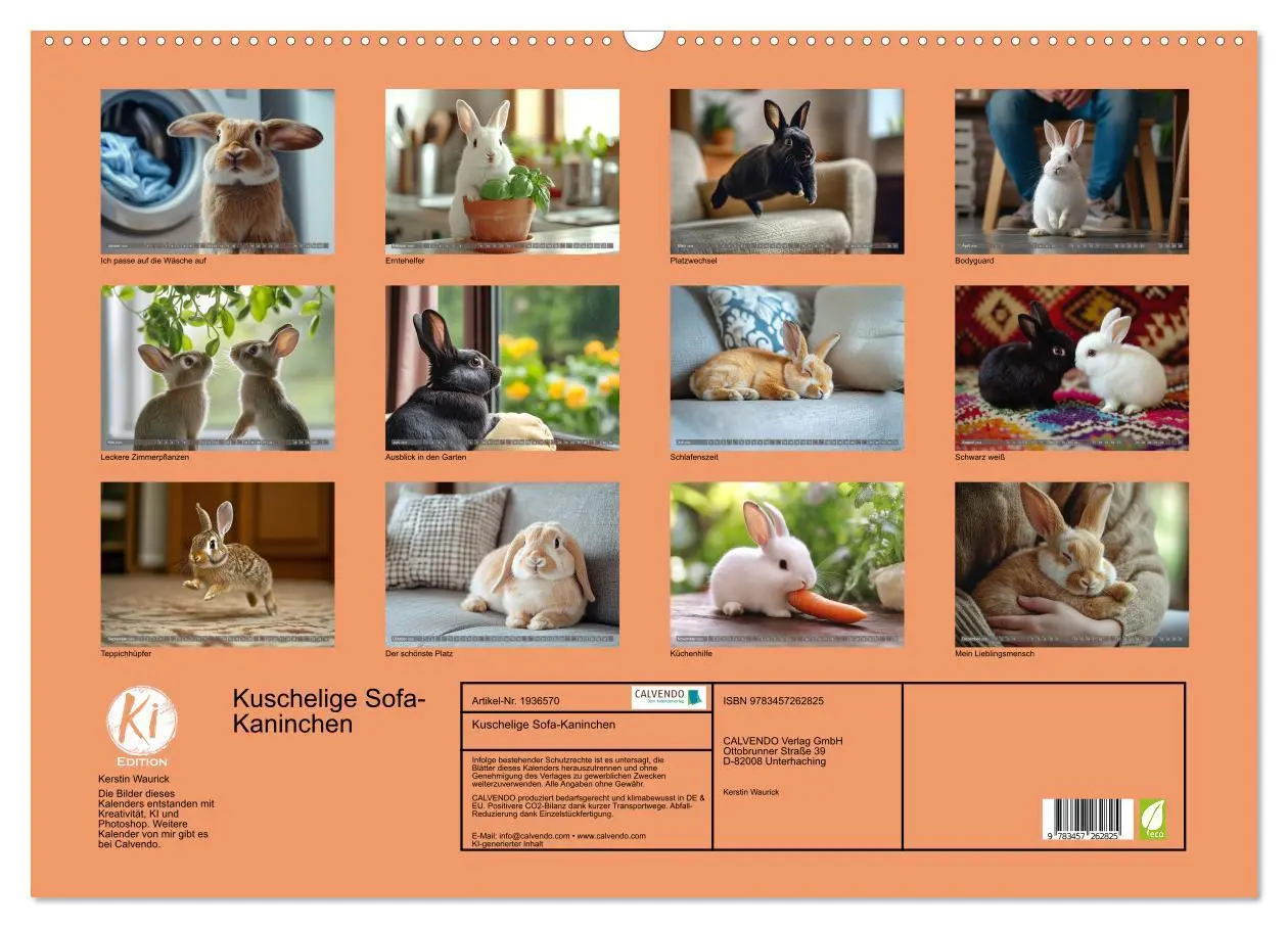 Bild: 9783457262825 | Kuschelige Sofa-Kaninchen (Wandkalender 2026 DIN A2 quer), CALVENDO...