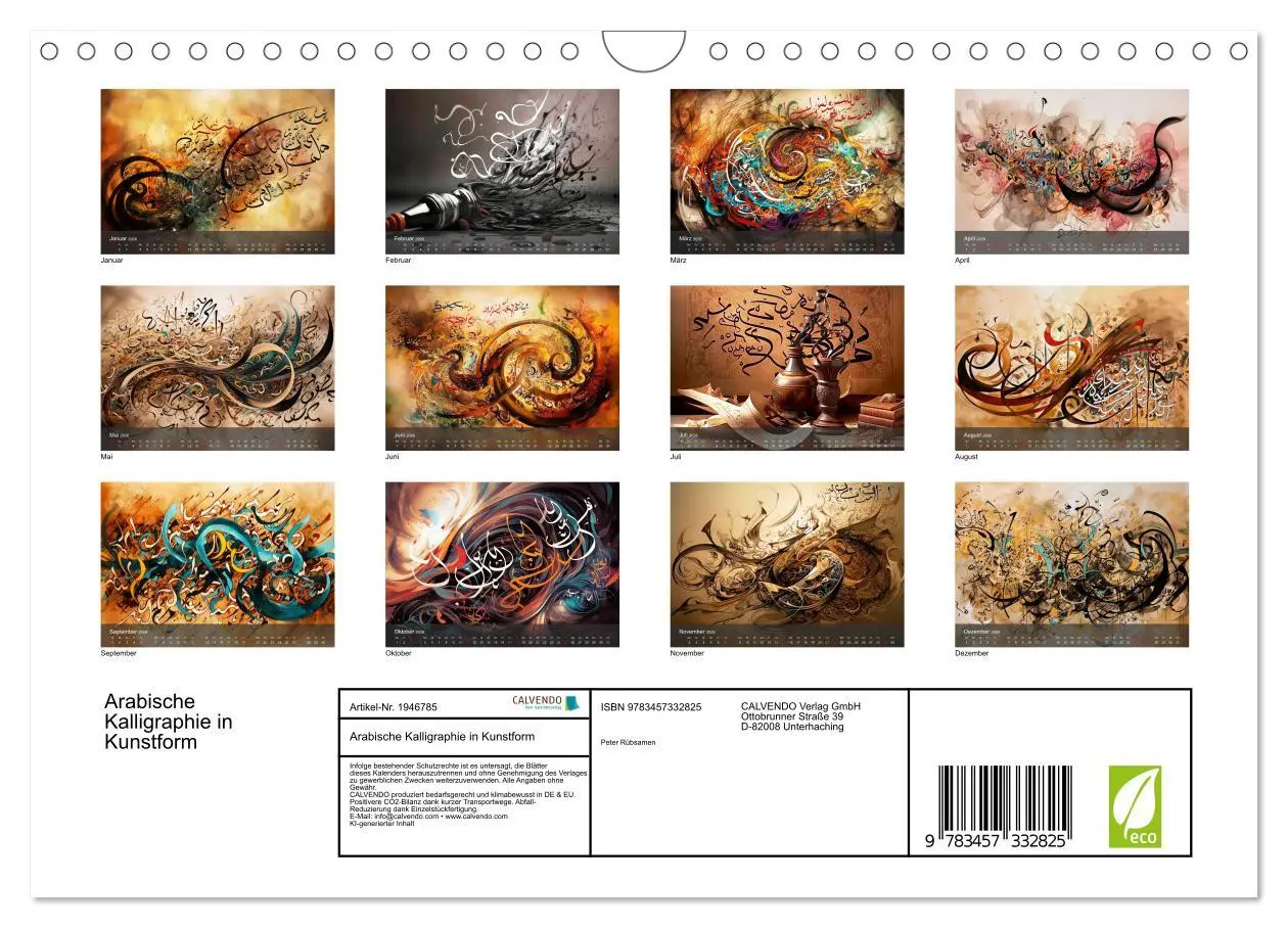 Bild: 9783457332825 | Arabische Kalligraphie in Kunstform (Wandkalender 2026 DIN A4...