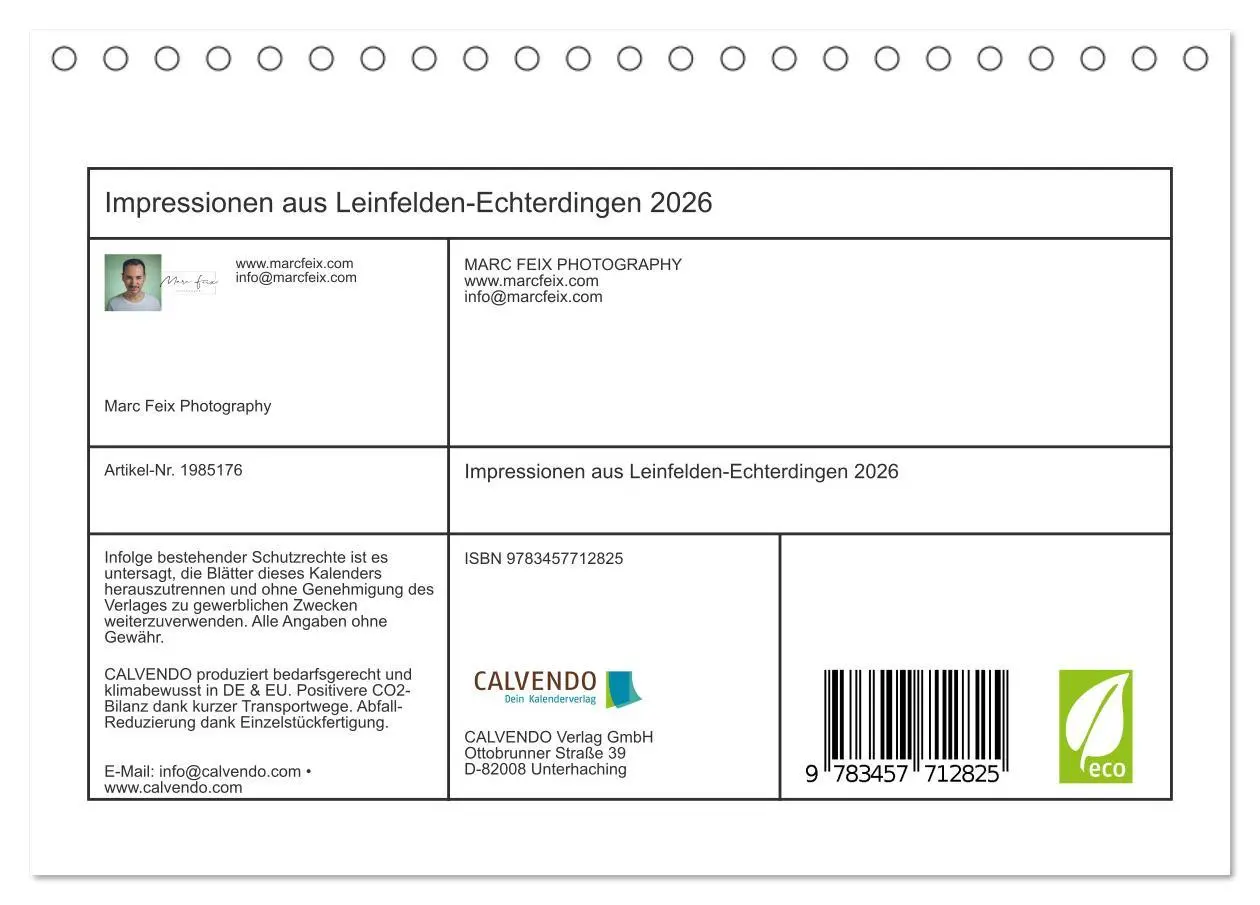 Bild: 9783457712825 | Impressionen aus Leinfelden-Echterdingen 2026 (Tischkalender 2026...