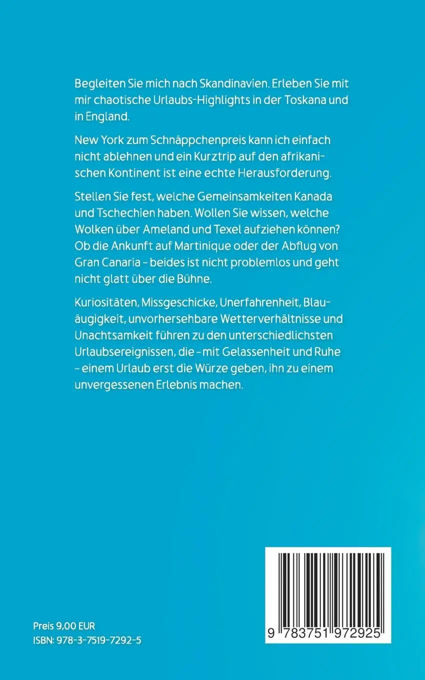 Rückseite: 9783751972925 | Wolkenlos chaotisch | Urlaubsgeschichten zum Schmunzeln | Vollenberg