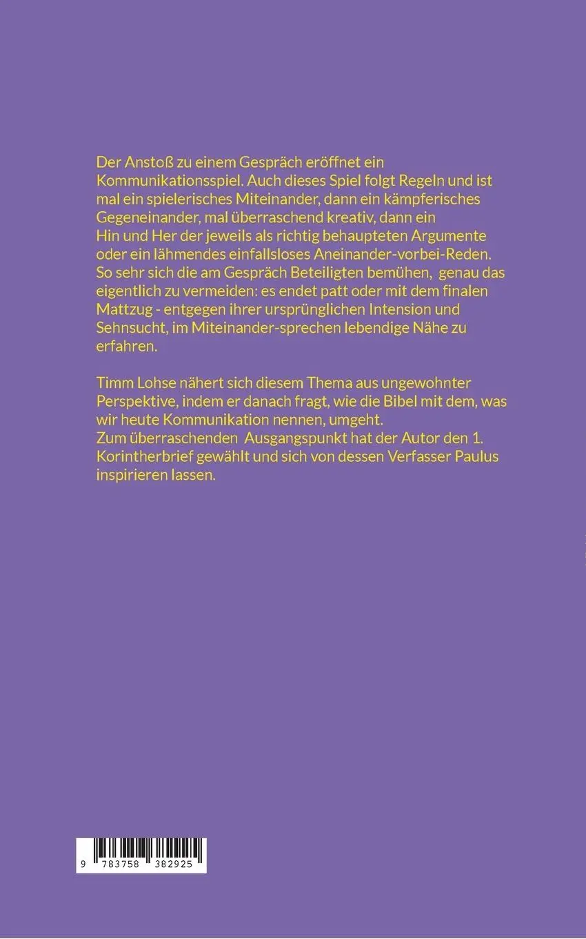 Rückseite: 9783758382925 | Mit Menschen- und mit Engelszungen | Seelsorge im Gespräch | Lohse