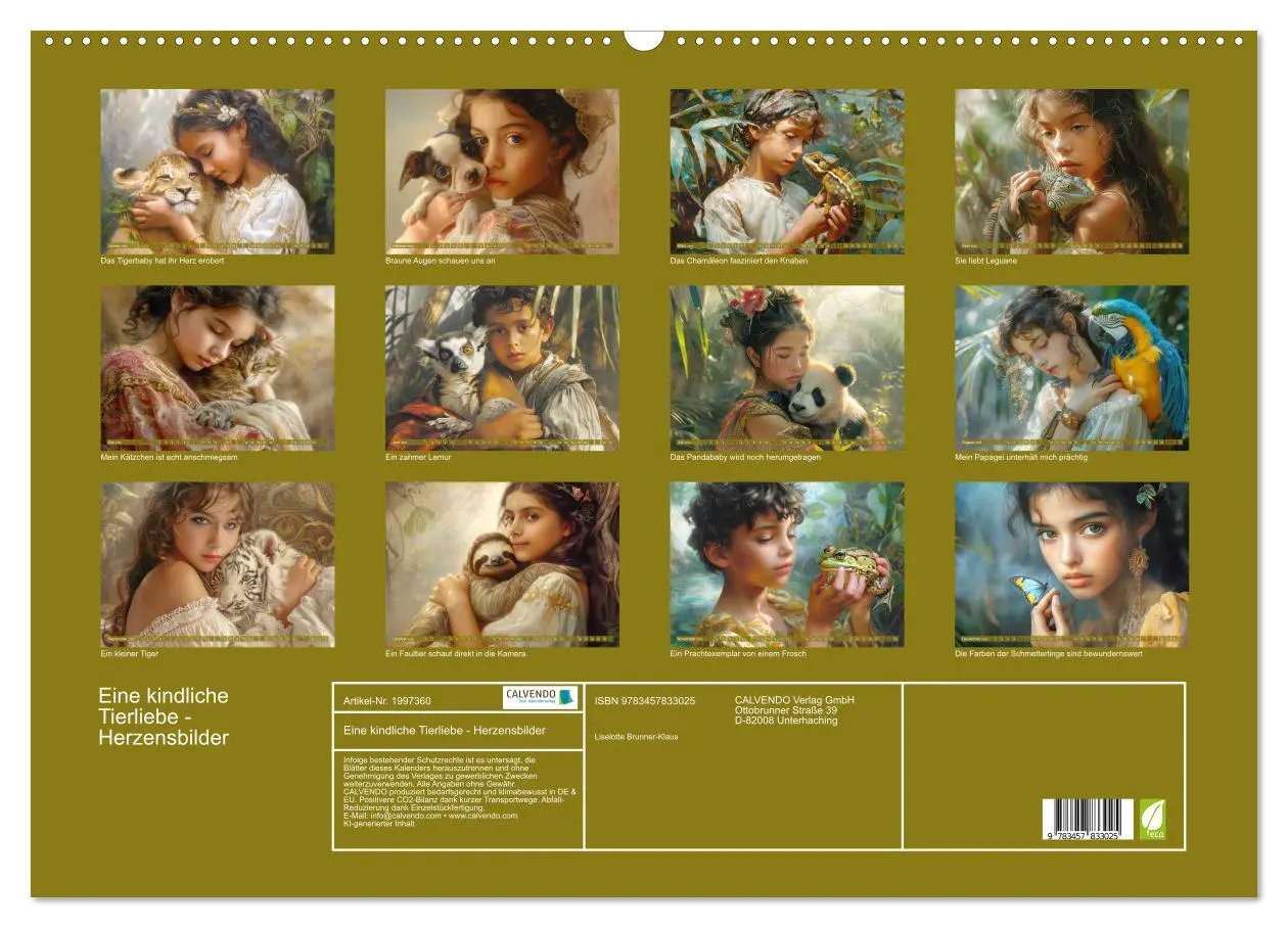 Bild: 9783457833025 | Eine kindliche Tierliebe - Herzensbilder (Wandkalender 2026 DIN A2...