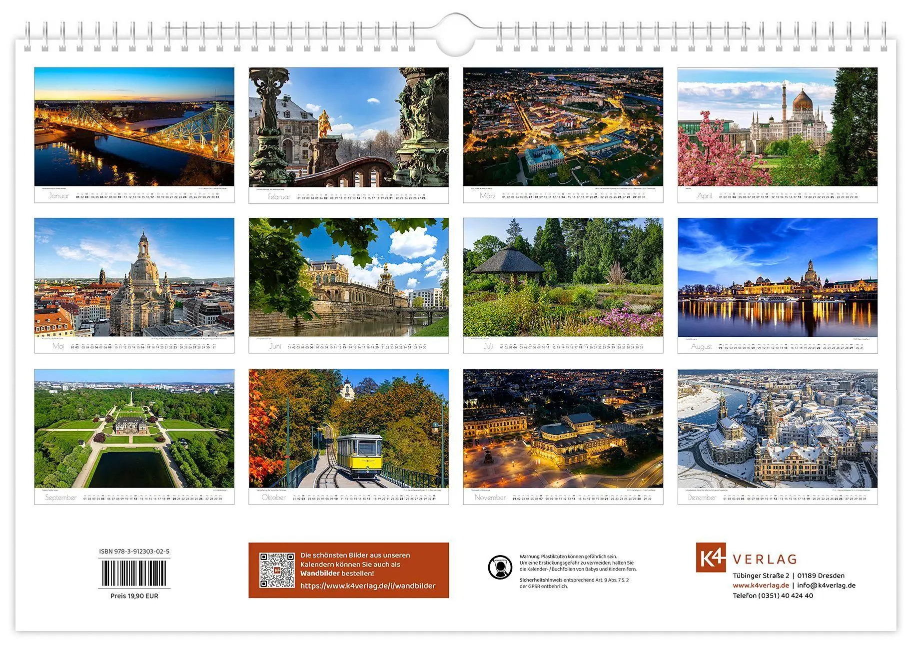Bild: 9783912303025 | Kalender Dresden Elbflorenz 2027 | 45 x 30 cm weißes Kalendarium