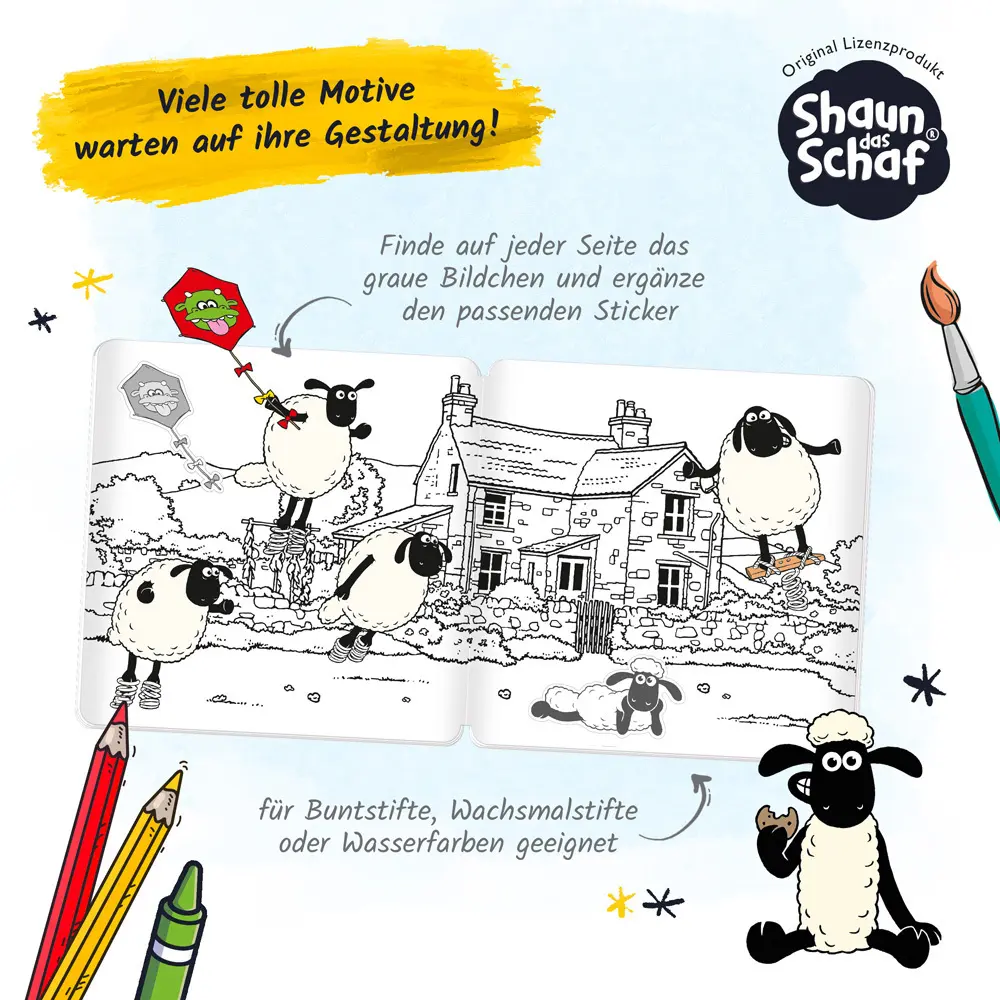Bild: 9783988023025 | Trötsch Shaun das Schaf Stickermalbuch Malbuch mit Stickern | Co.KG