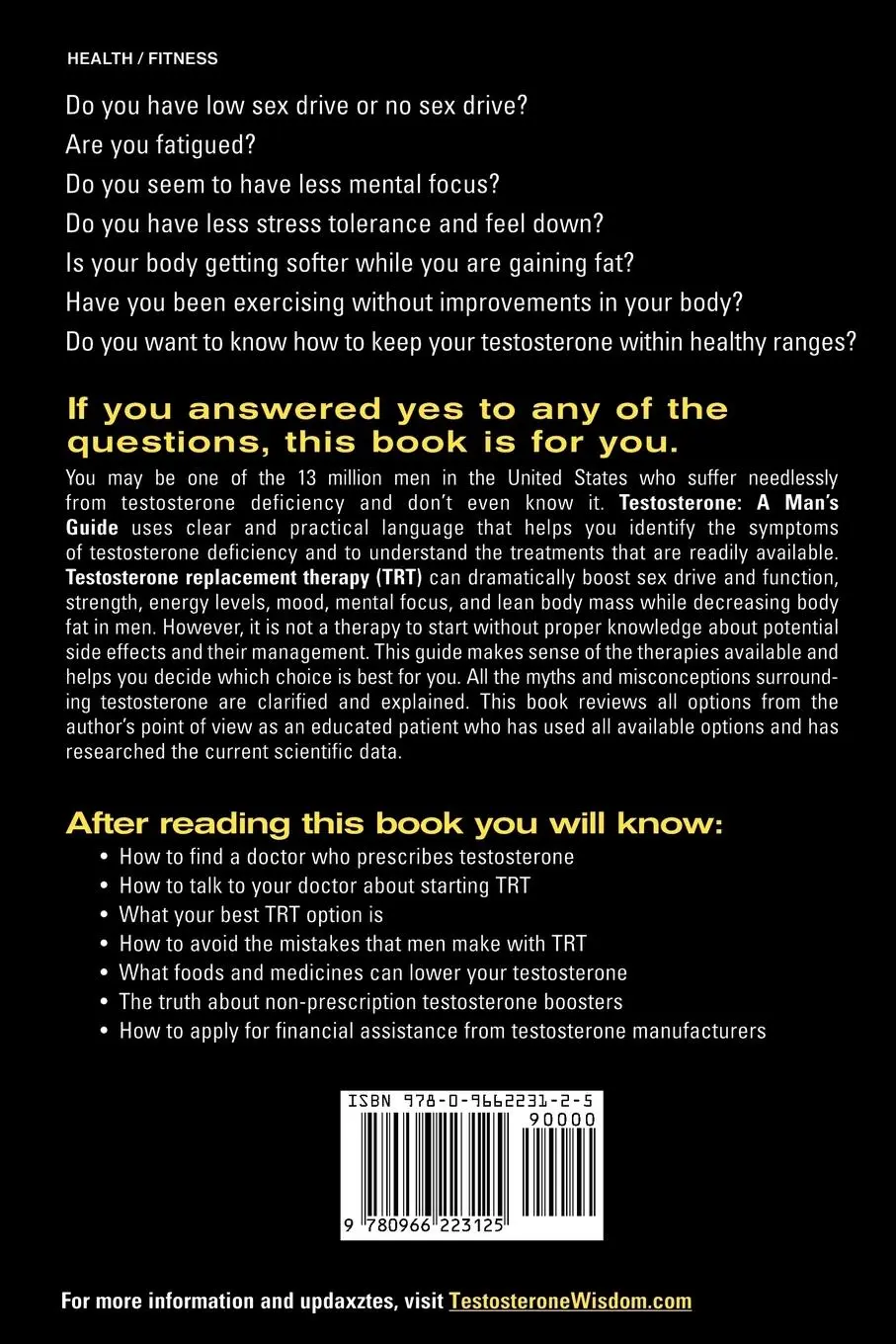 Rückseite: 9780966223125 | Testosterone | A Man's Guide | Nelson R. Vergel | Taschenbuch | 2011