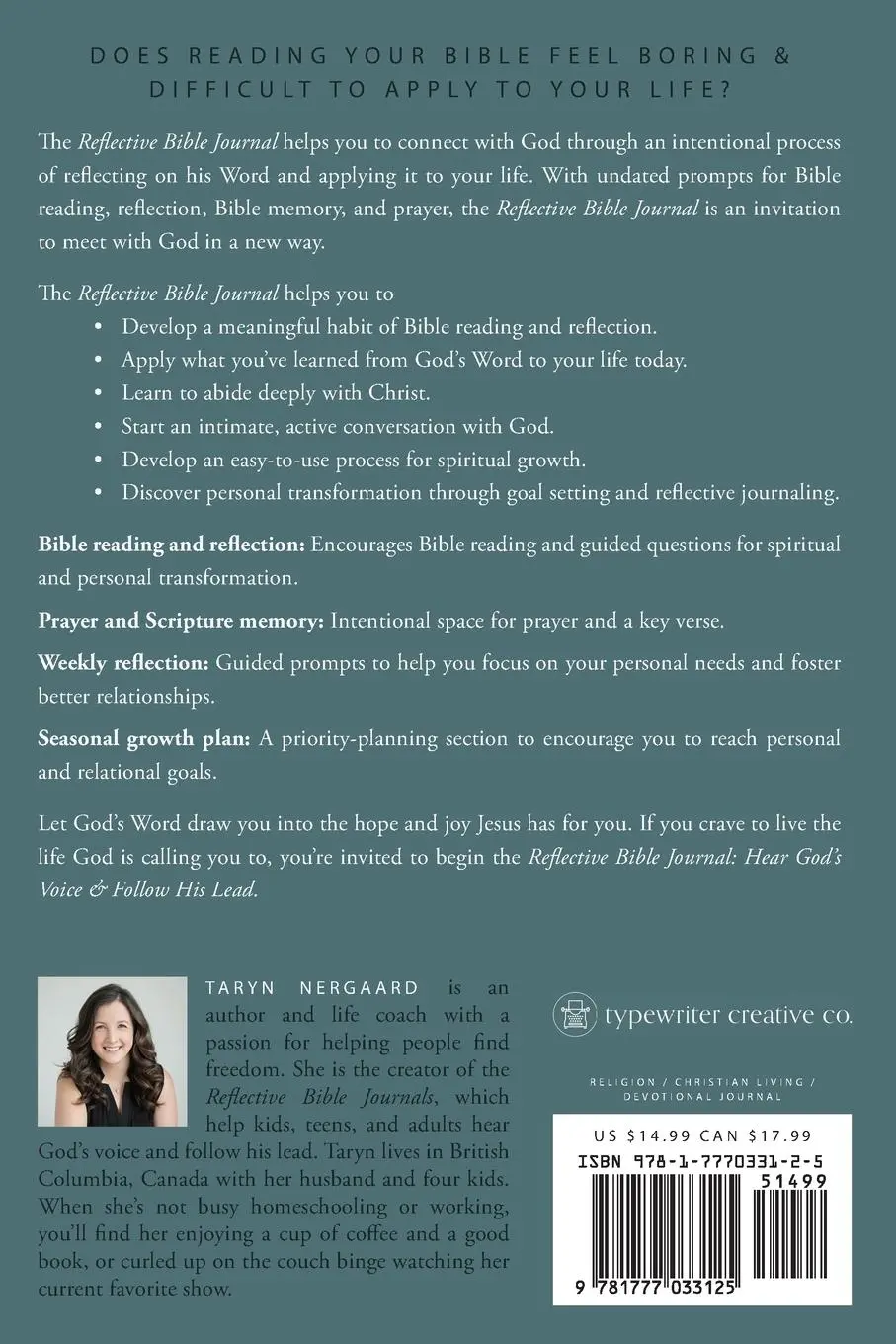 Rückseite: 9781777033125 | Reflective Bible Journal | Hear God's Voice and Follow His Lead | Buch