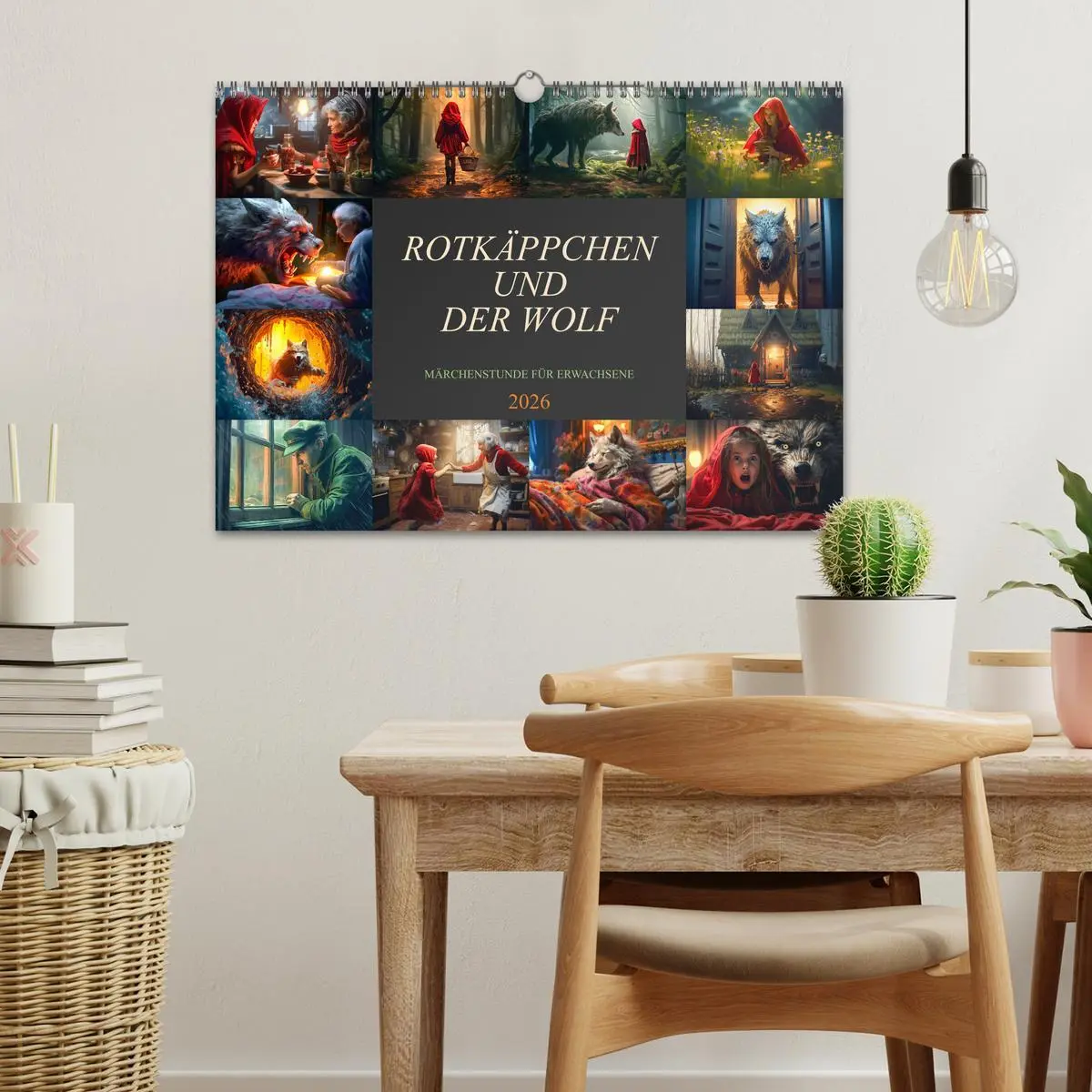 Bild: 9783457513125 | Rotkäppchen und der Wolf (Wandkalender 2026 DIN A3 quer), CALVENDO...