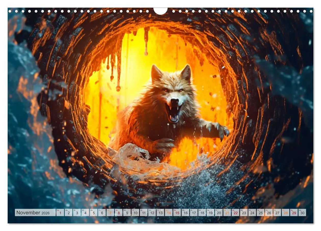 Bild: 9783457513125 | Rotkäppchen und der Wolf (Wandkalender 2026 DIN A3 quer), CALVENDO...