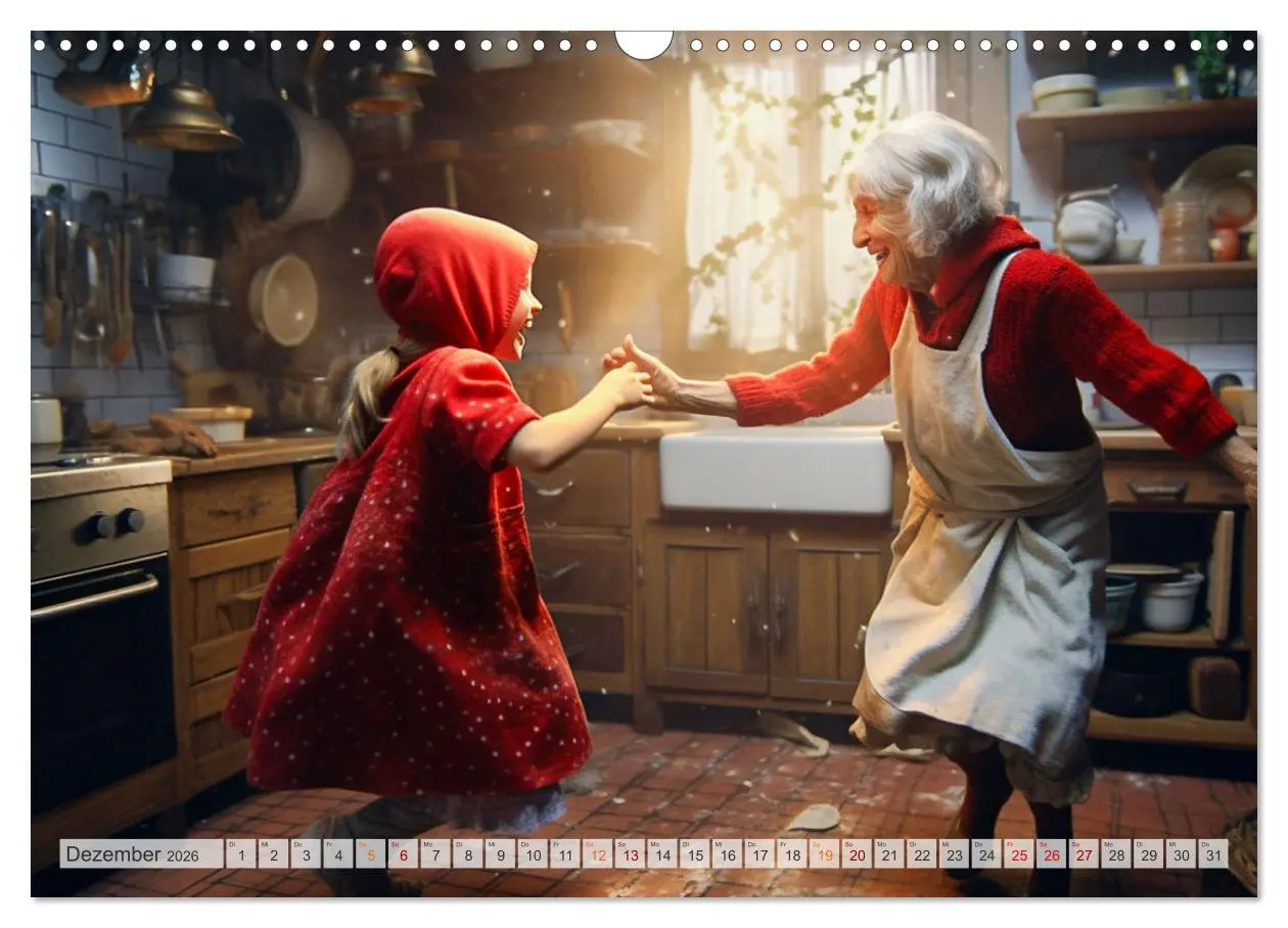 Bild: 9783457513125 | Rotkäppchen und der Wolf (Wandkalender 2026 DIN A3 quer), CALVENDO...