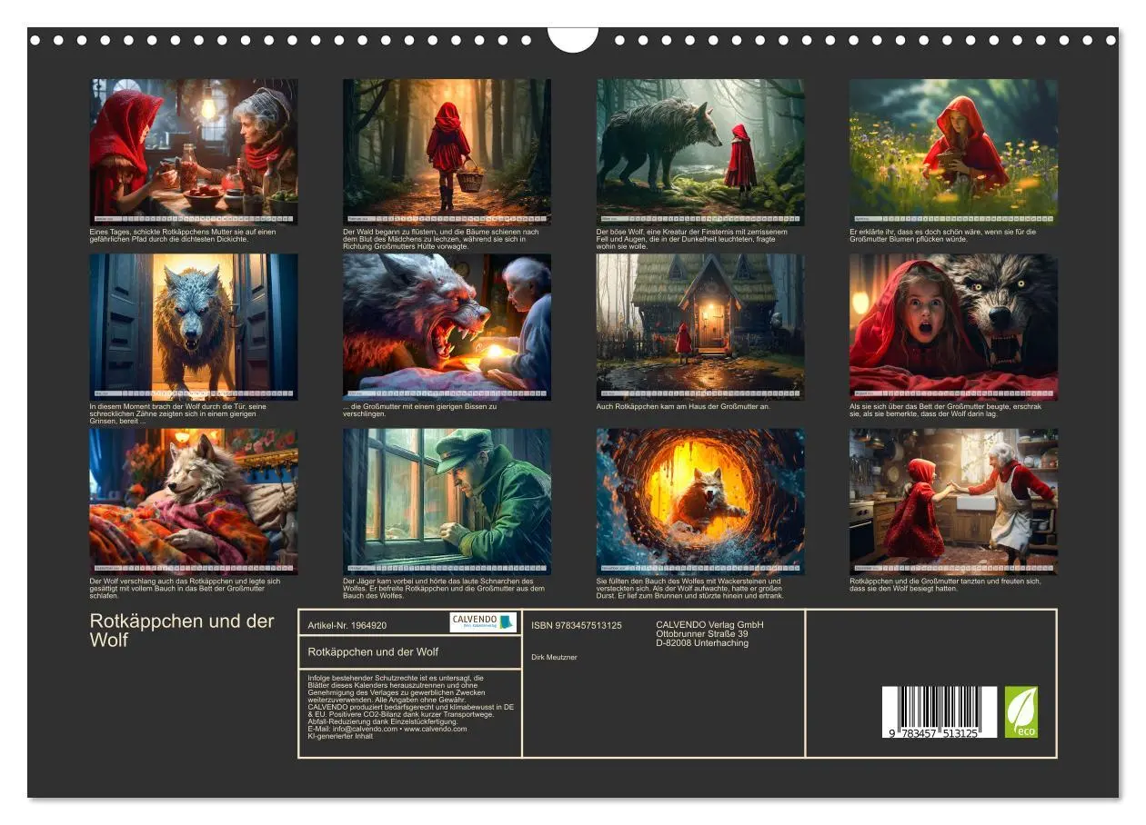 Bild: 9783457513125 | Rotkäppchen und der Wolf (Wandkalender 2026 DIN A3 quer), CALVENDO...