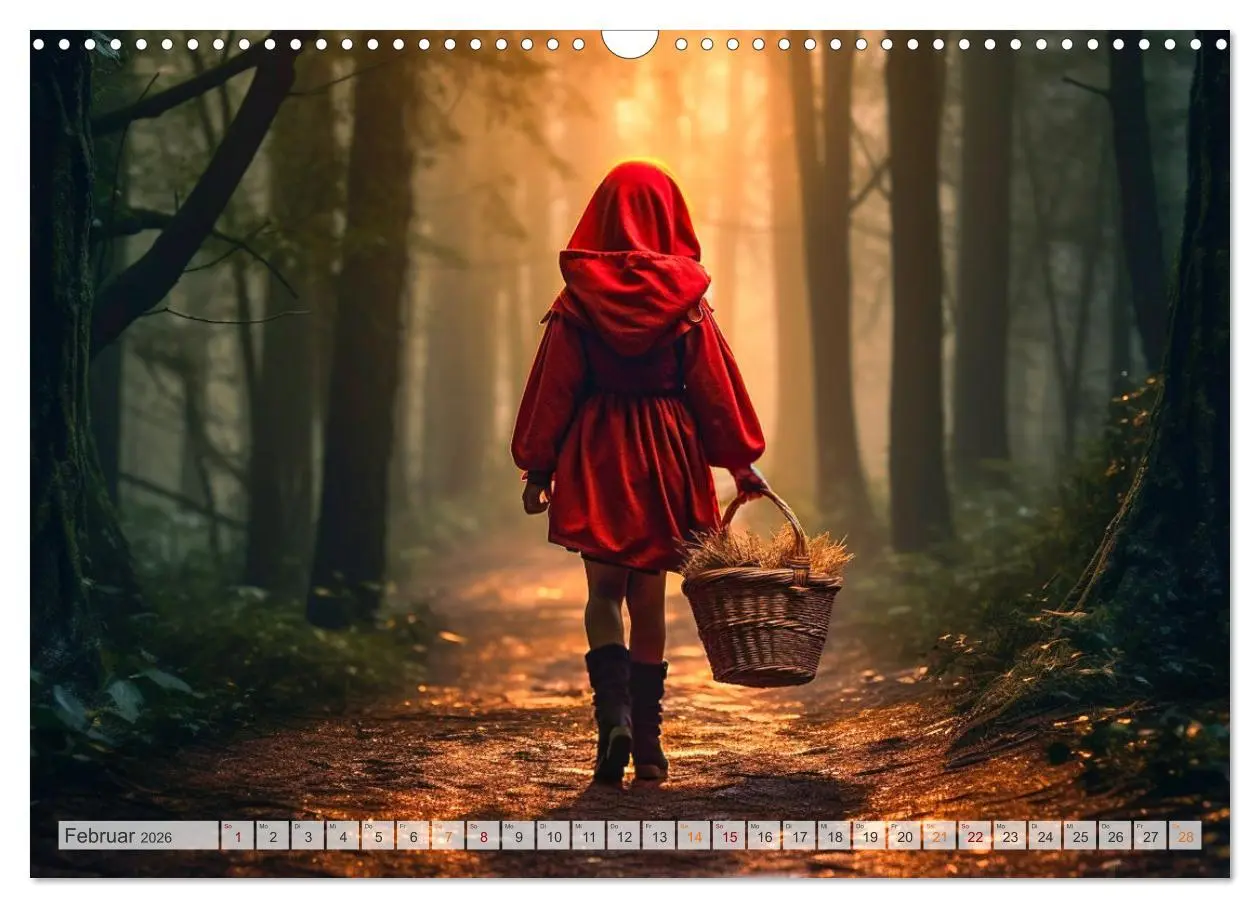 Bild: 9783457513125 | Rotkäppchen und der Wolf (Wandkalender 2026 DIN A3 quer), CALVENDO...