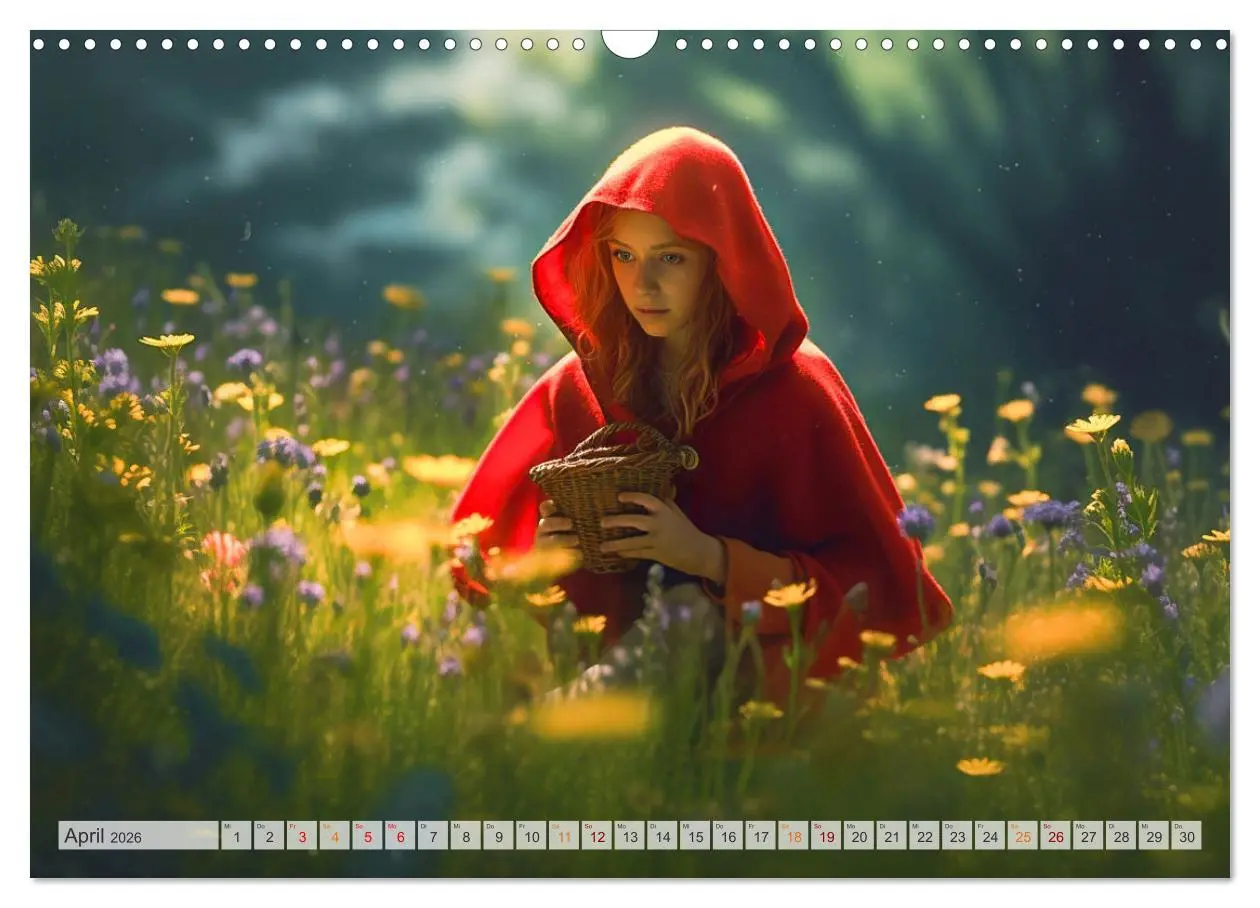 Bild: 9783457513125 | Rotkäppchen und der Wolf (Wandkalender 2026 DIN A3 quer), CALVENDO...