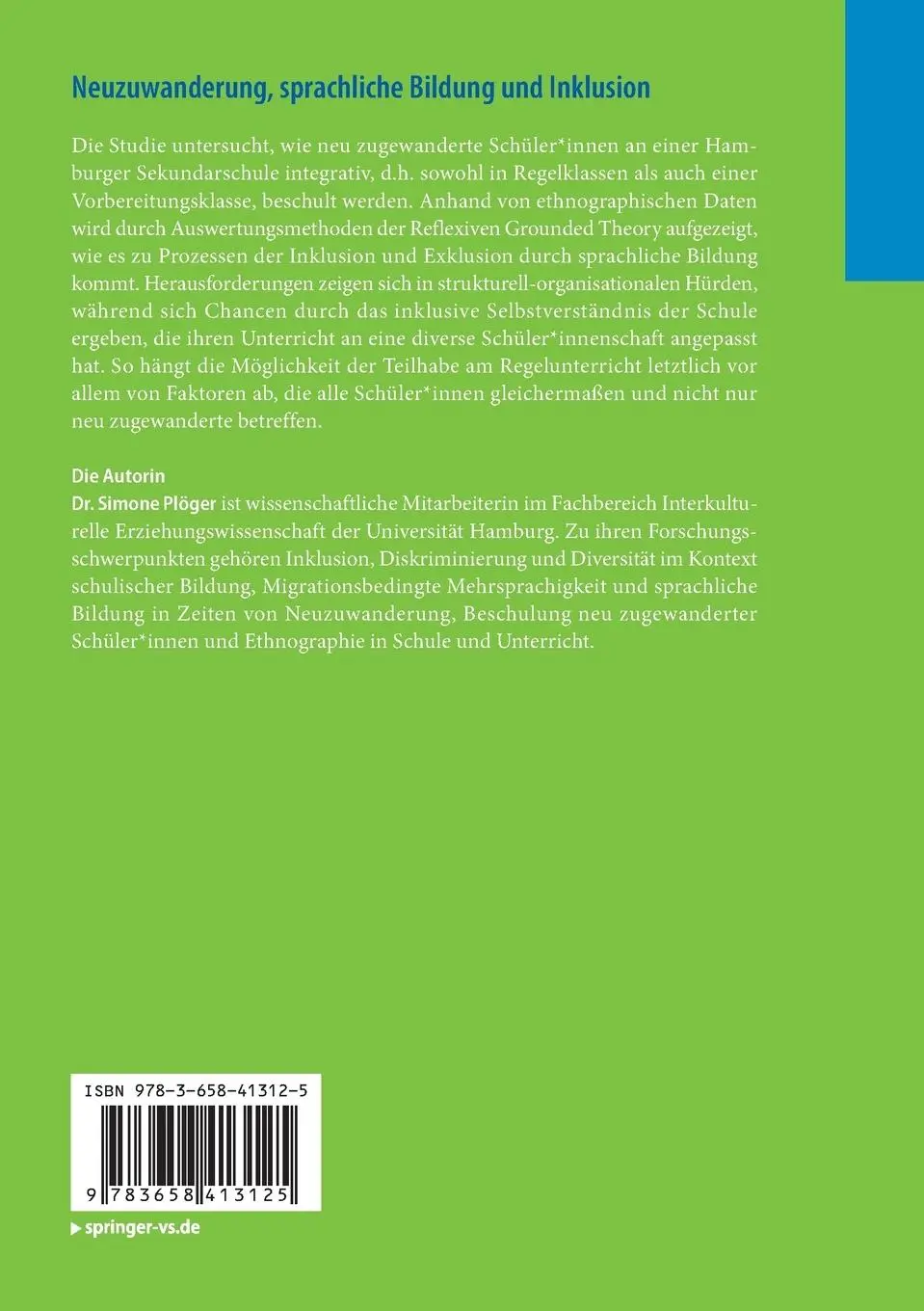 Rückseite: 9783658413125 | Neuzuwanderung, sprachliche Bildung und Inklusion | Simone Plöger