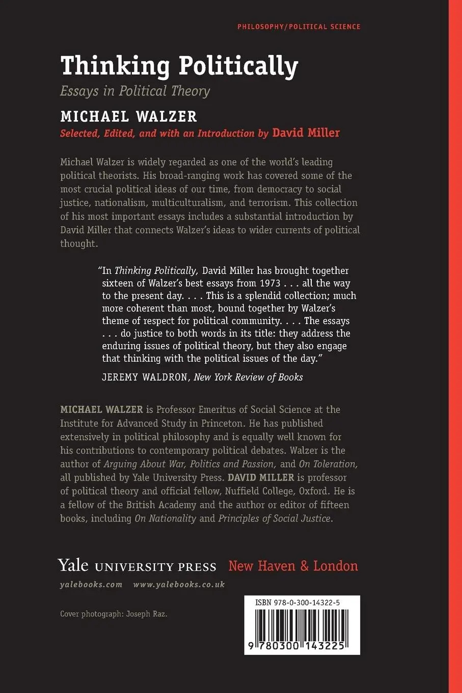 Rückseite: 9780300143225 | Thinking Politically | Essays in Political Theory | Walzer (u. a.)