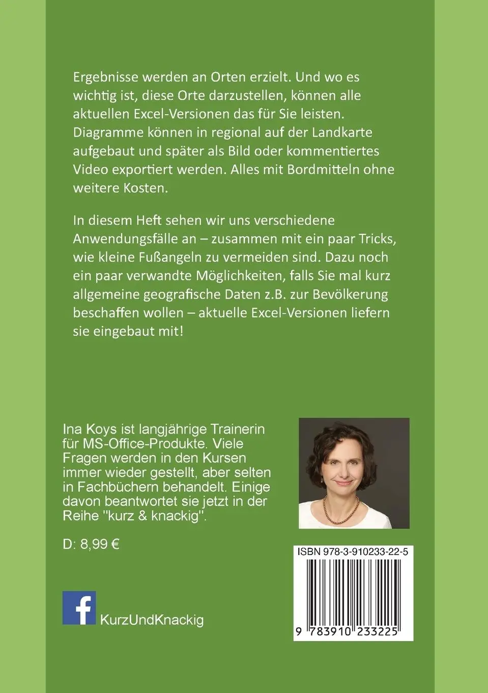 Rückseite: 9783910233225 | Excel auf der Landkarte | Zahlen ortsbezogen visualisieren | Koys Ina