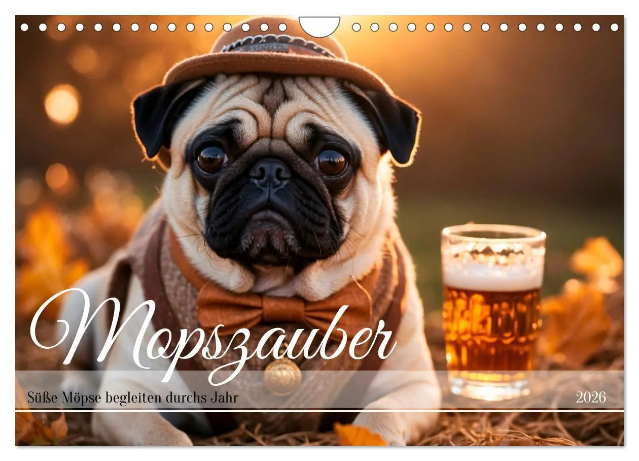 Cover: 9783457353325 | Mopszauber - Süße Möpse begleiten durchs Jahr (Wandkalender 2026...