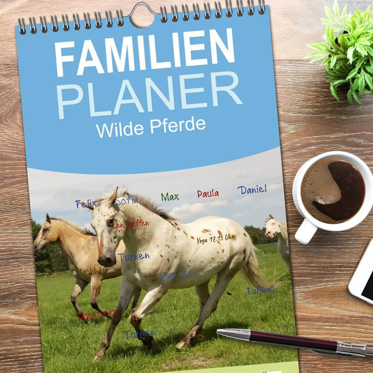 Bild: 9783516513325 | Familienplaner 2026 - Wilde Pferde mit 5 Spalten (Wandkalender, 21...