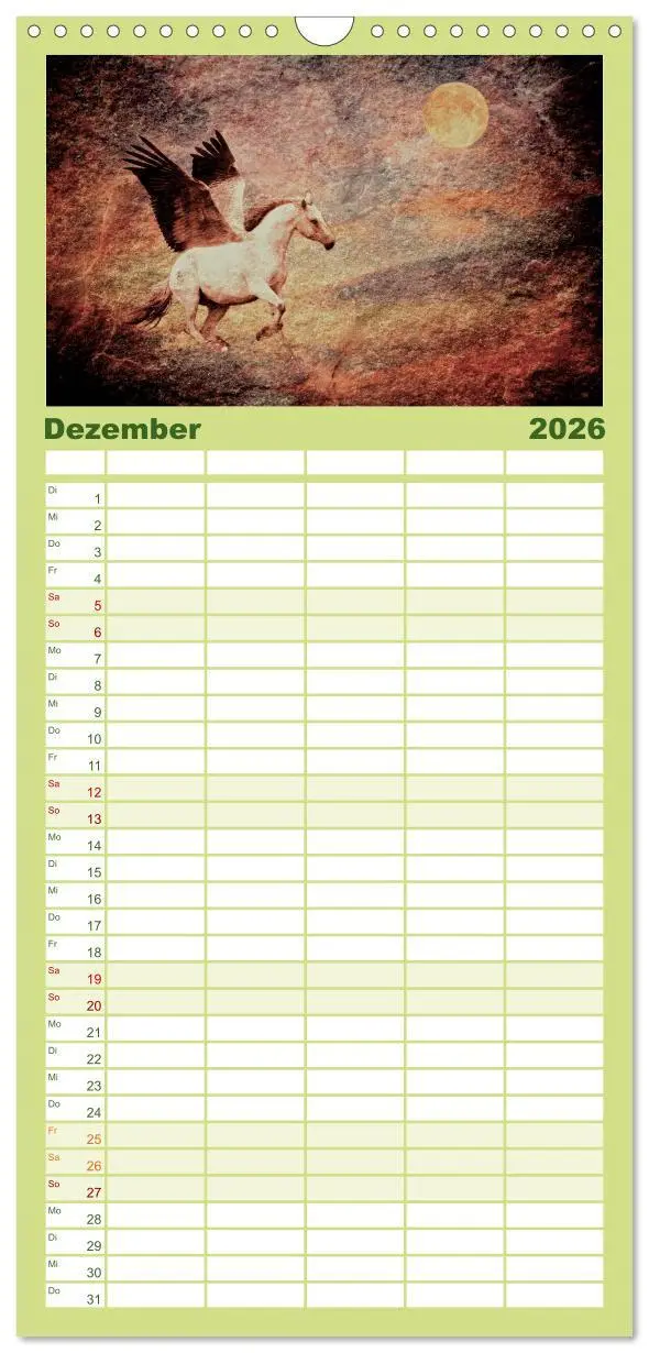 Bild: 9783516513325 | Familienplaner 2026 - Wilde Pferde mit 5 Spalten (Wandkalender, 21...