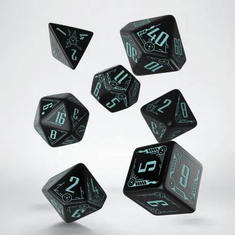 Cover: 5907699493425 | Galactic Black &amp; blue Dice Set | Galactic Dice | QWOGAL67 | Q-Workshop