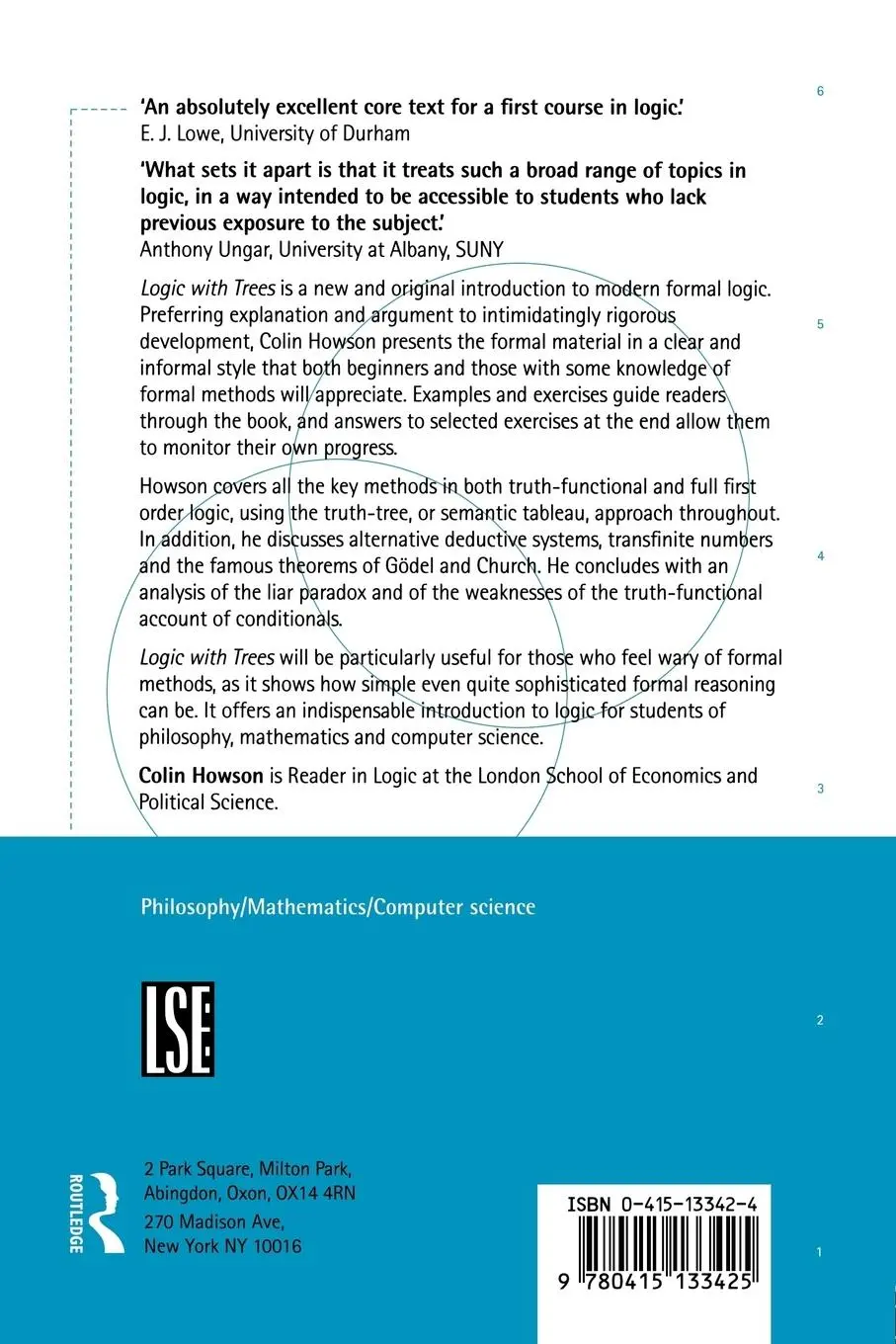 Rückseite: 9780415133425 | Logic with Trees | An Introduction to Symbolic Logic | Colin Howson