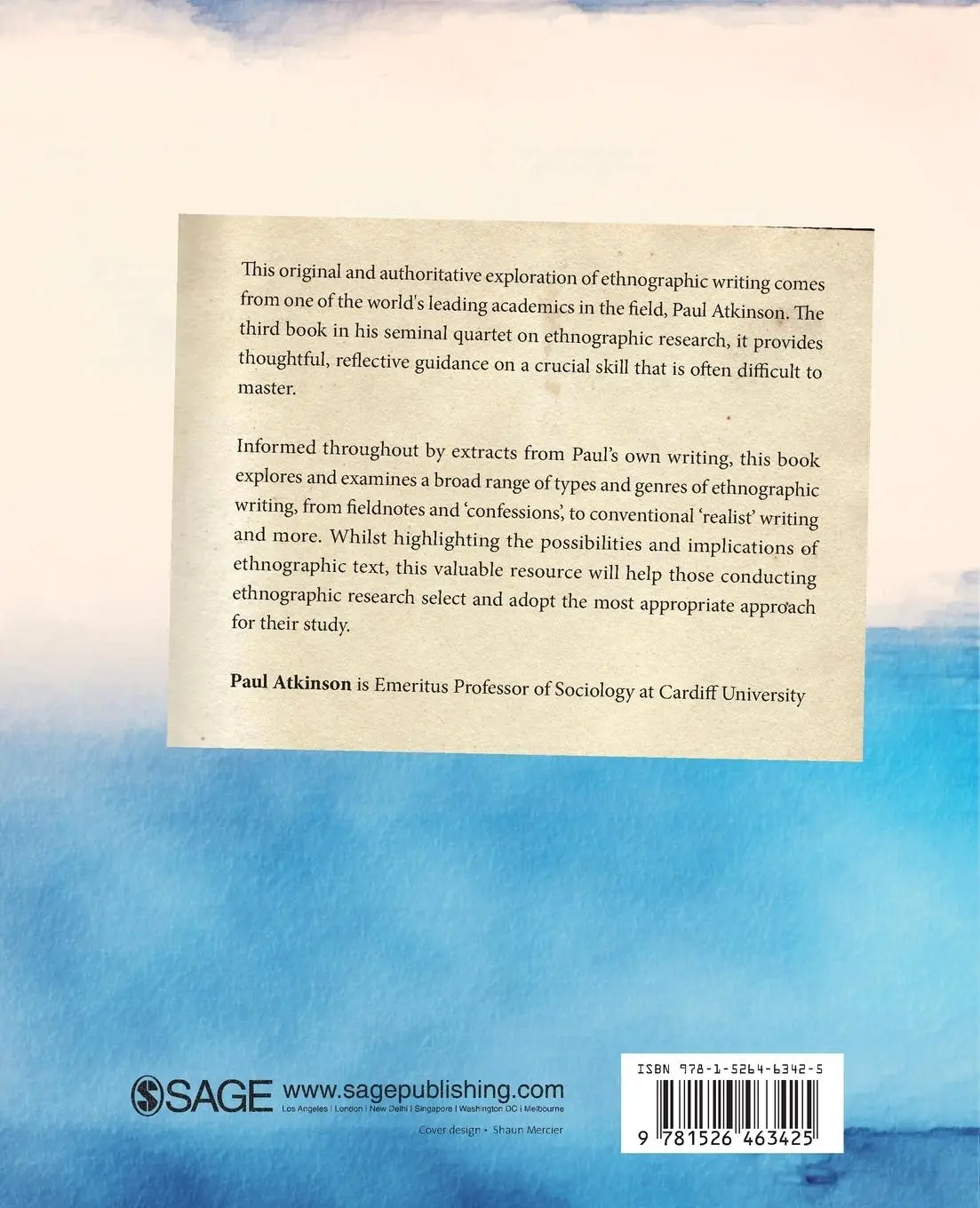 Rückseite: 9781526463425 | Writing Ethnographically | Paul Atkinson | Taschenbuch | Englisch