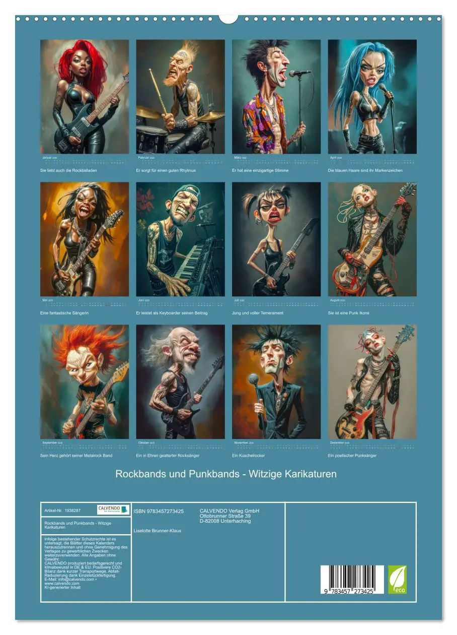Bild: 9783457273425 | Rockbands und Punkbands - Witzige Karikaturen (hochwertiger Premium...